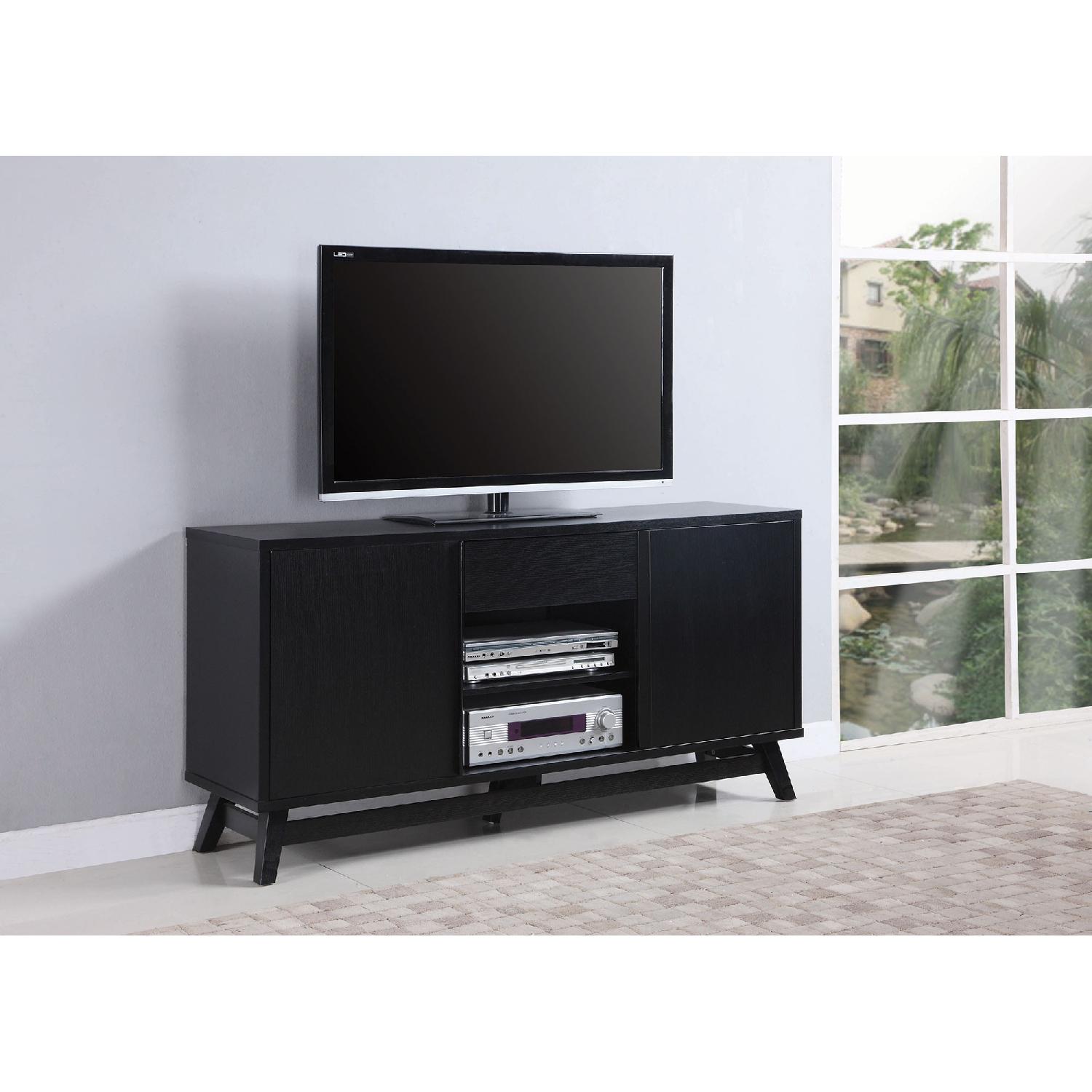 Mid Century Style TV Stand in Black Finish - AptDeco