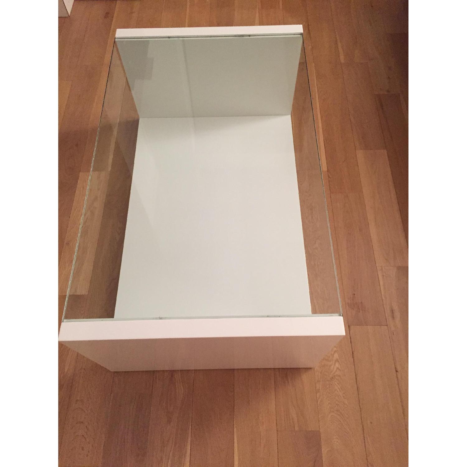 Modern White Glass-Top Coffee Table - image-3