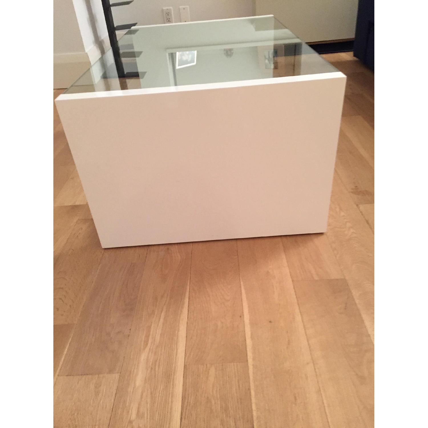 Modern White Glass-Top Coffee Table - image-4
