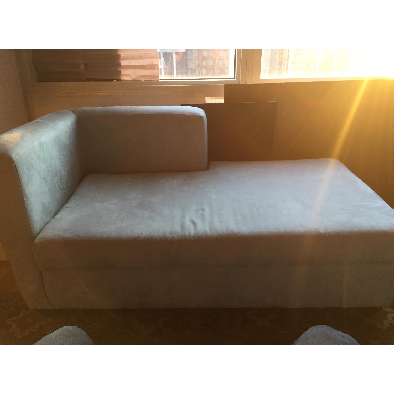 Light Blue Suede Chaise Lounge AptDeco