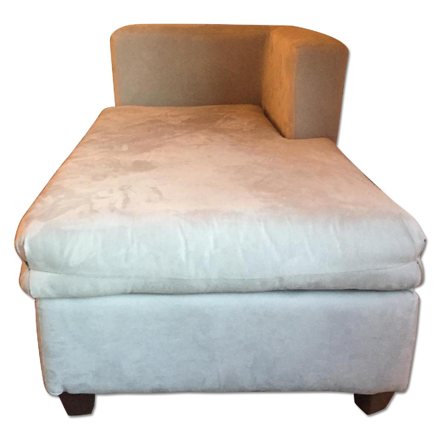 Light Blue Suede Chaise Lounge AptDeco