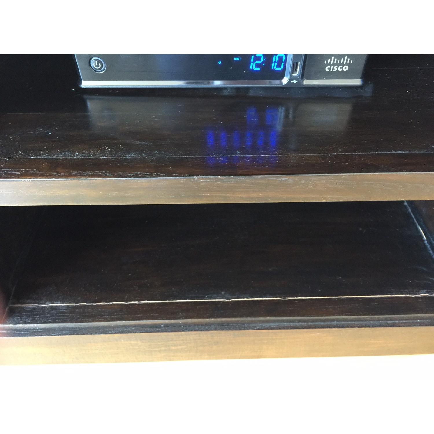 Large Dark Wood TV Table AptDeco