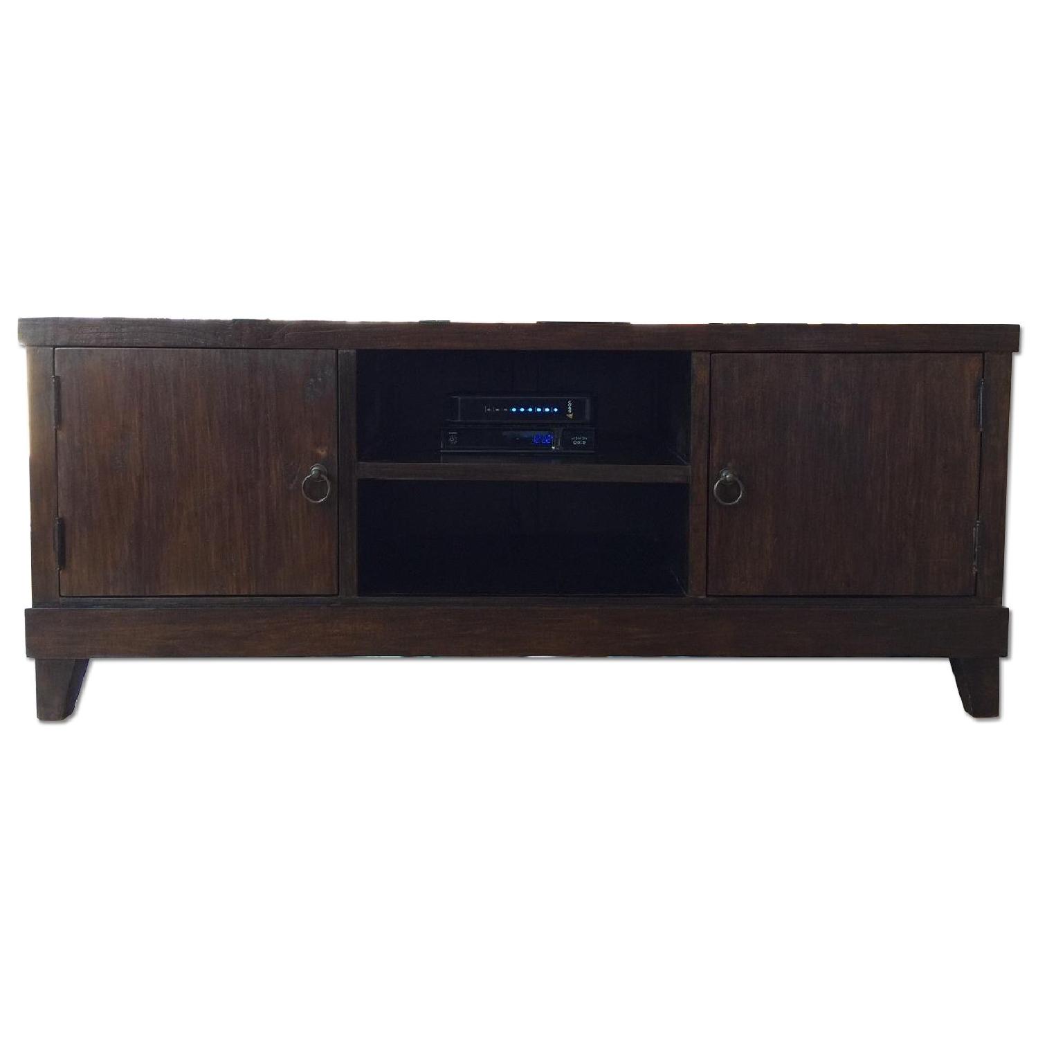 Large Dark Wood TV Table - image-0
