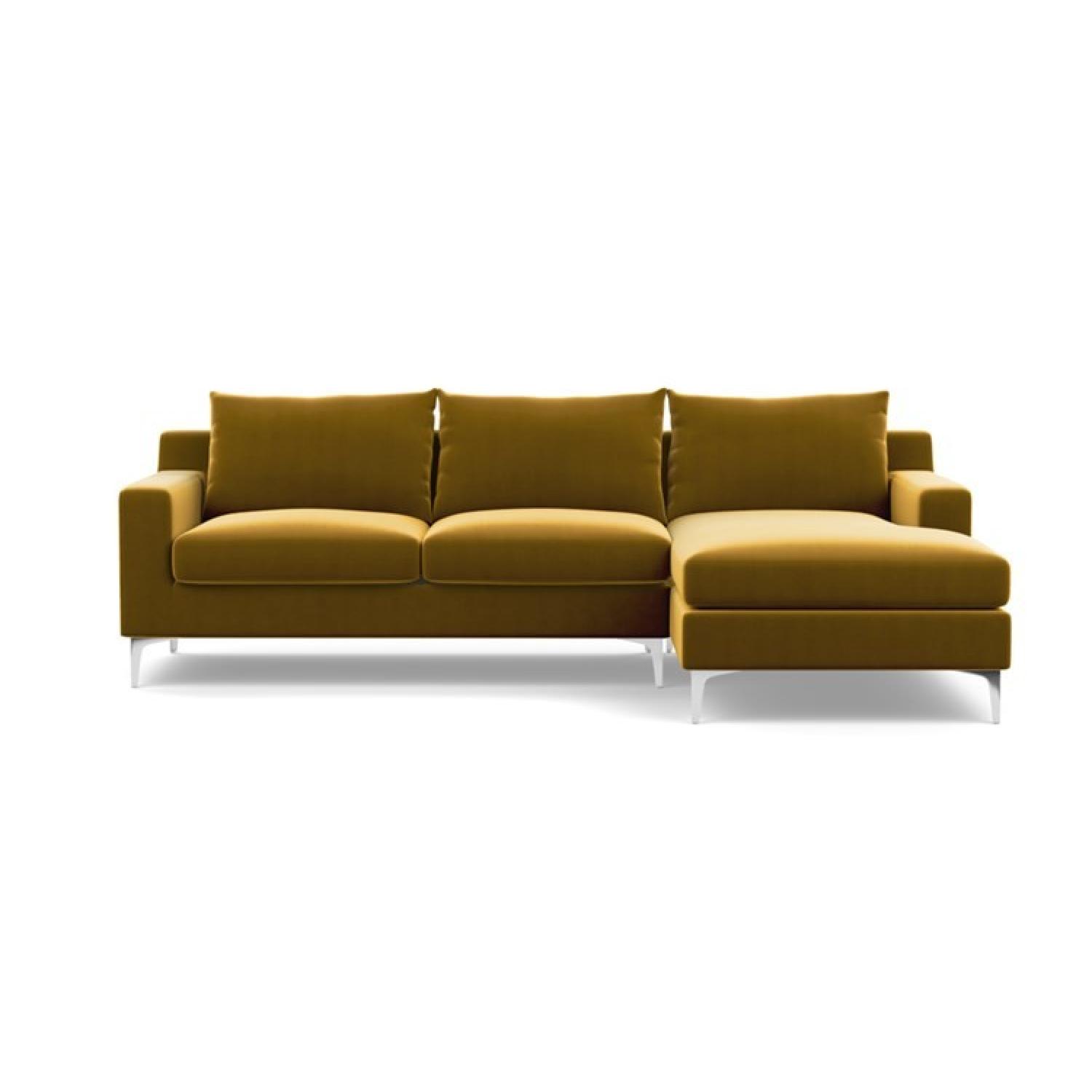 Interior Define Custom-Made Velvet Chaise Sectional Sofa - image-7