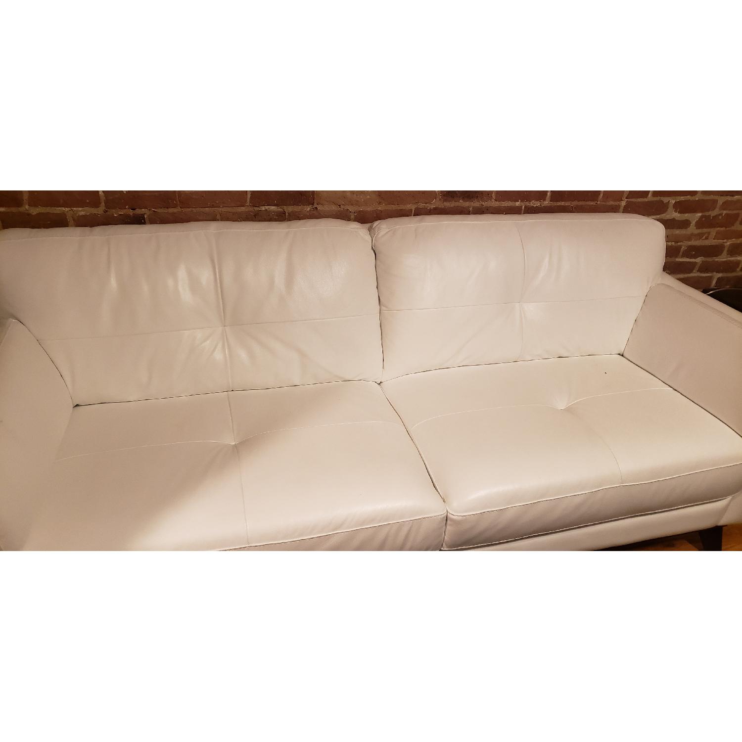 Raymour & Flanigan White Leather Sofa AptDeco