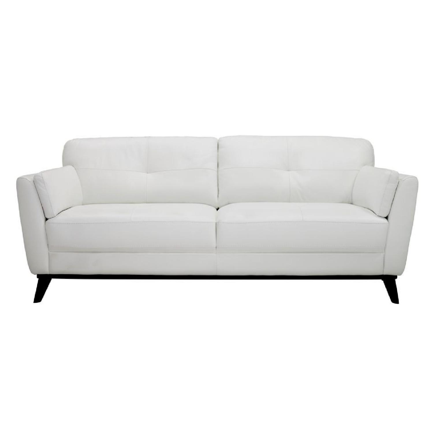 Raymour & Flanigan White Leather Sofa AptDeco