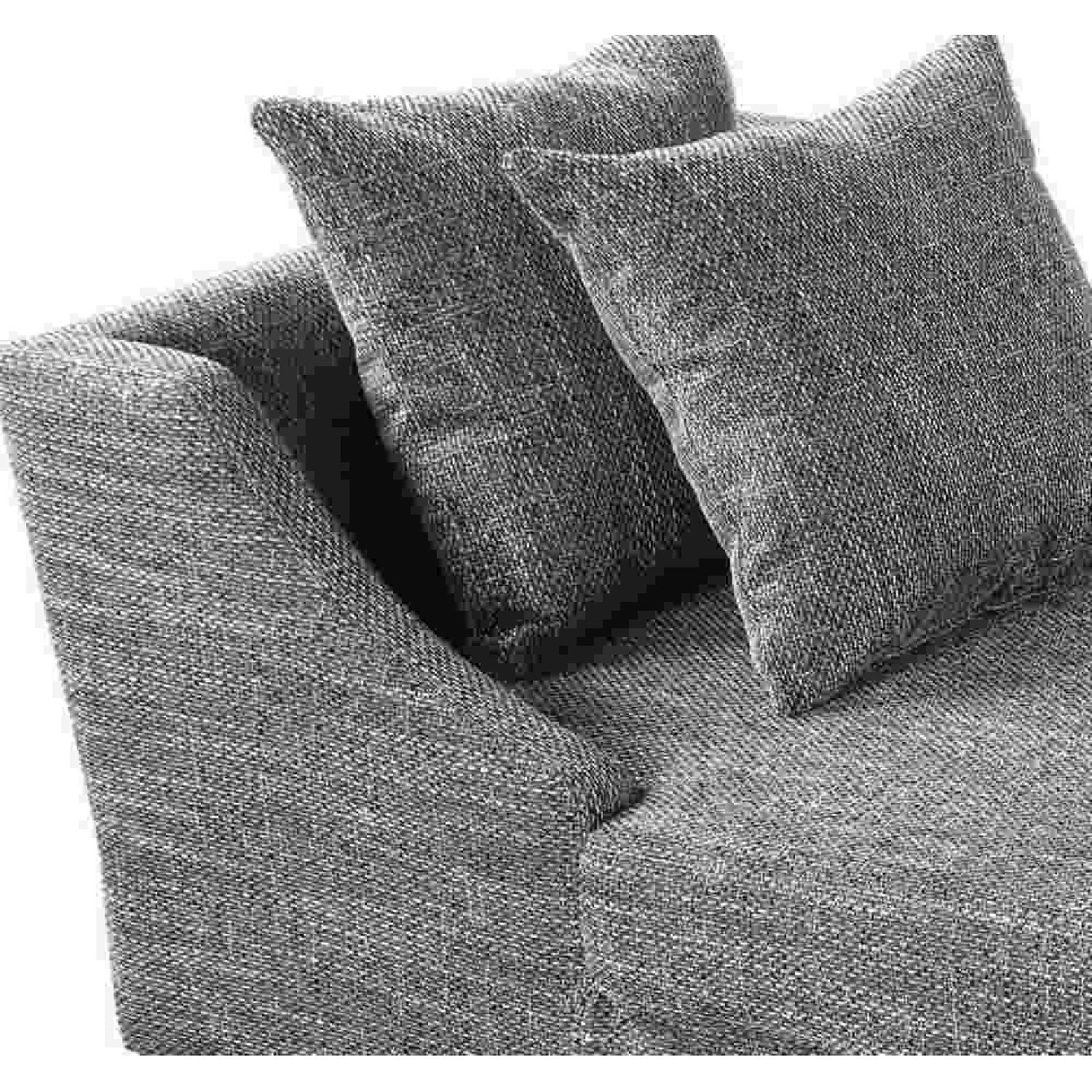 Modern Upholstered Bench In Grey W Accent Pillows For Sale On