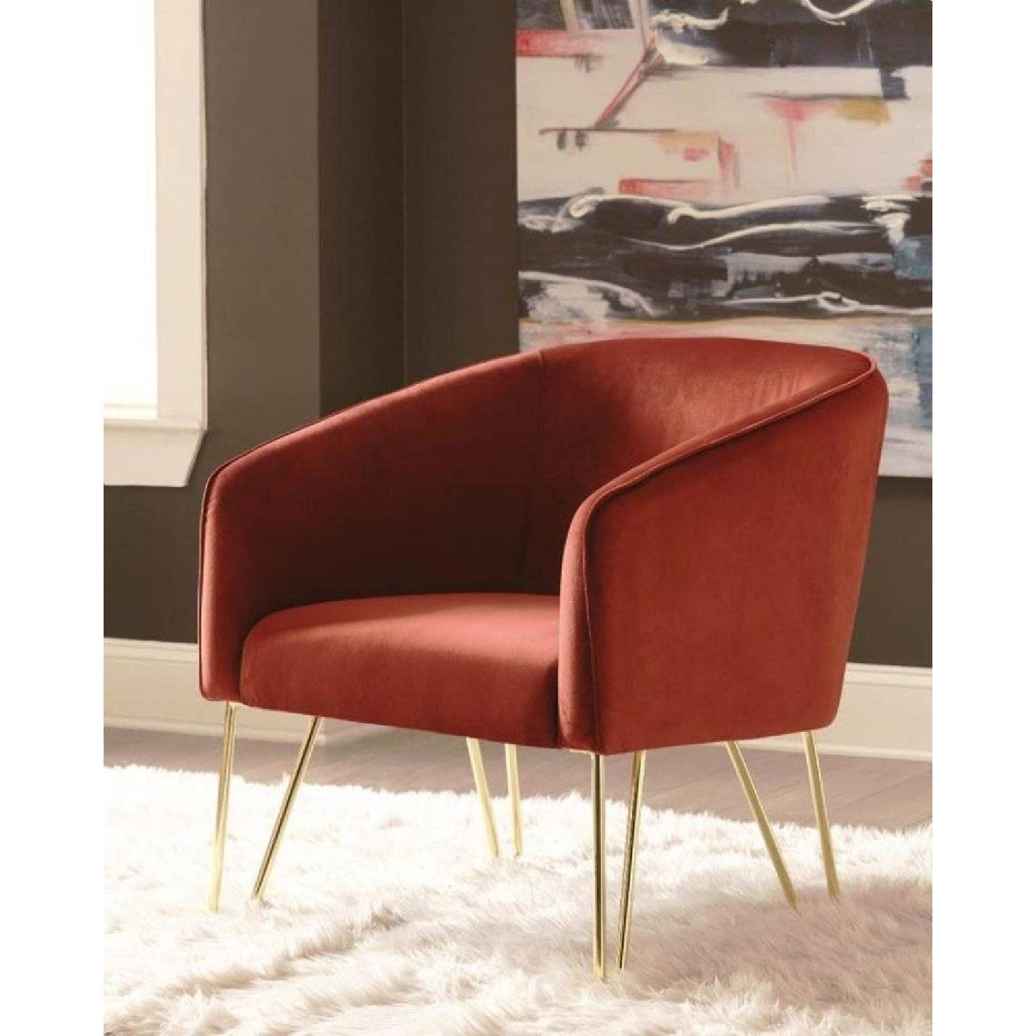 Mid Century Modern Accent Chair in Red Velvet AptDeco