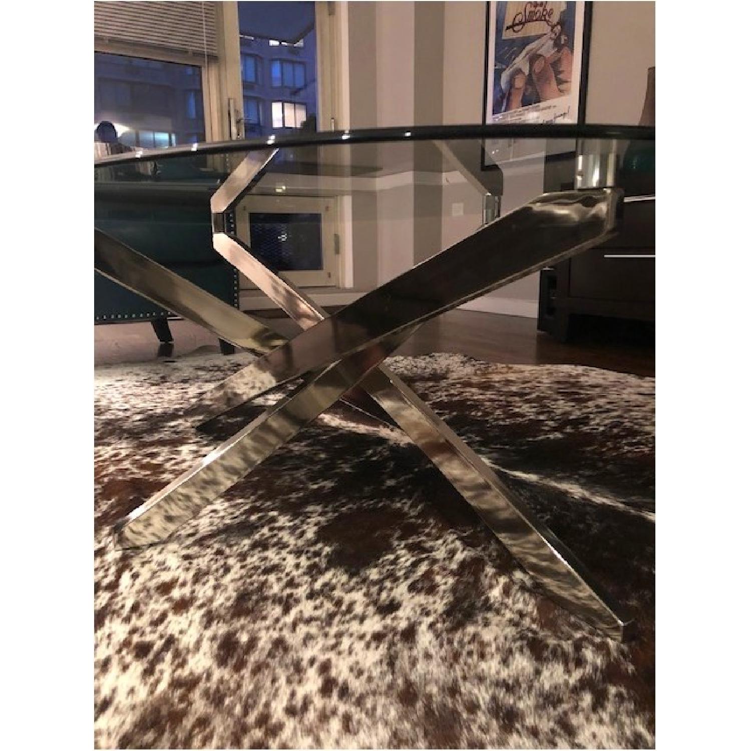 Raymour & Flanigan Glass & Metal Oval Coffee Table - image-2