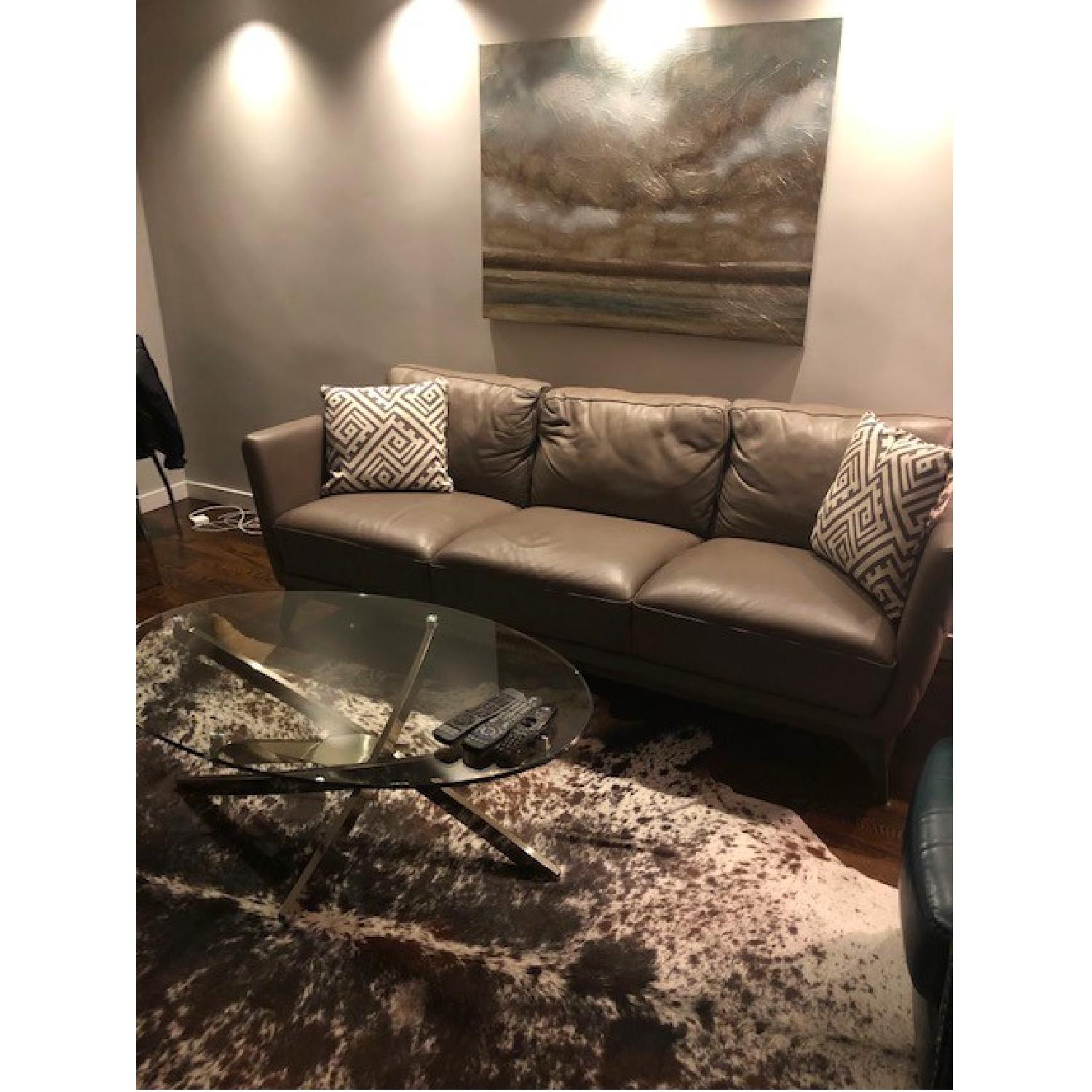 Raymour & Flanigan Glass & Metal Oval Coffee Table - image-4