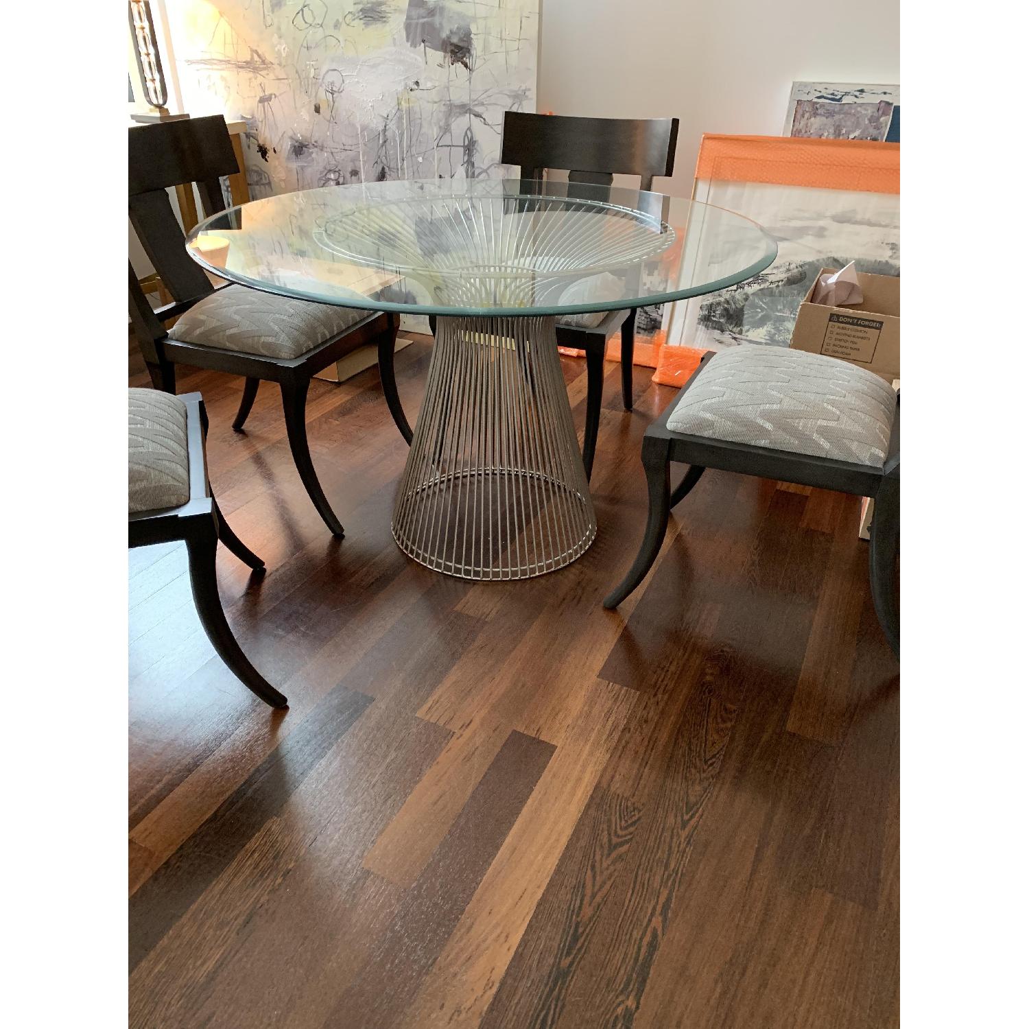 Round Metal Dining Table w/ Glass Top - image-2