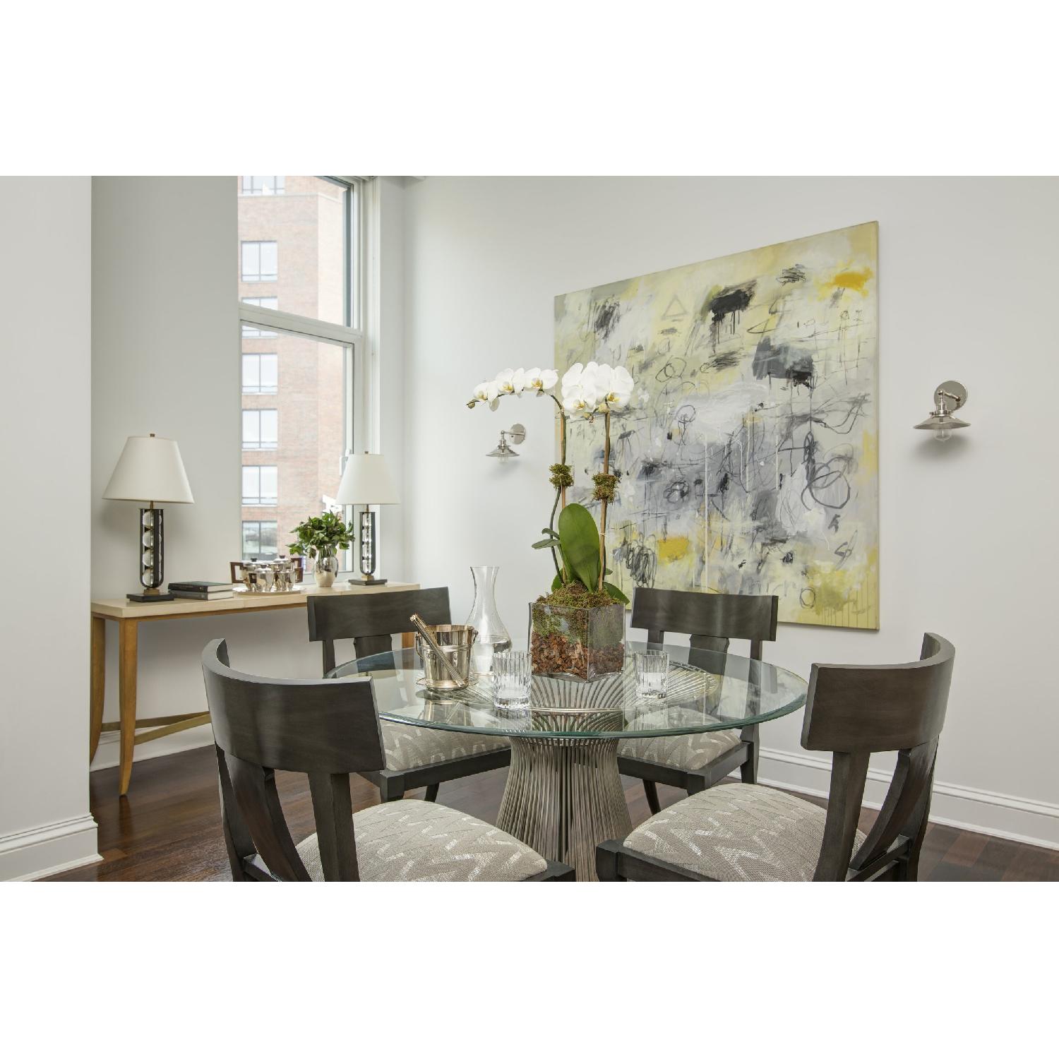 Round Metal Dining Table w/ Glass Top - image-3