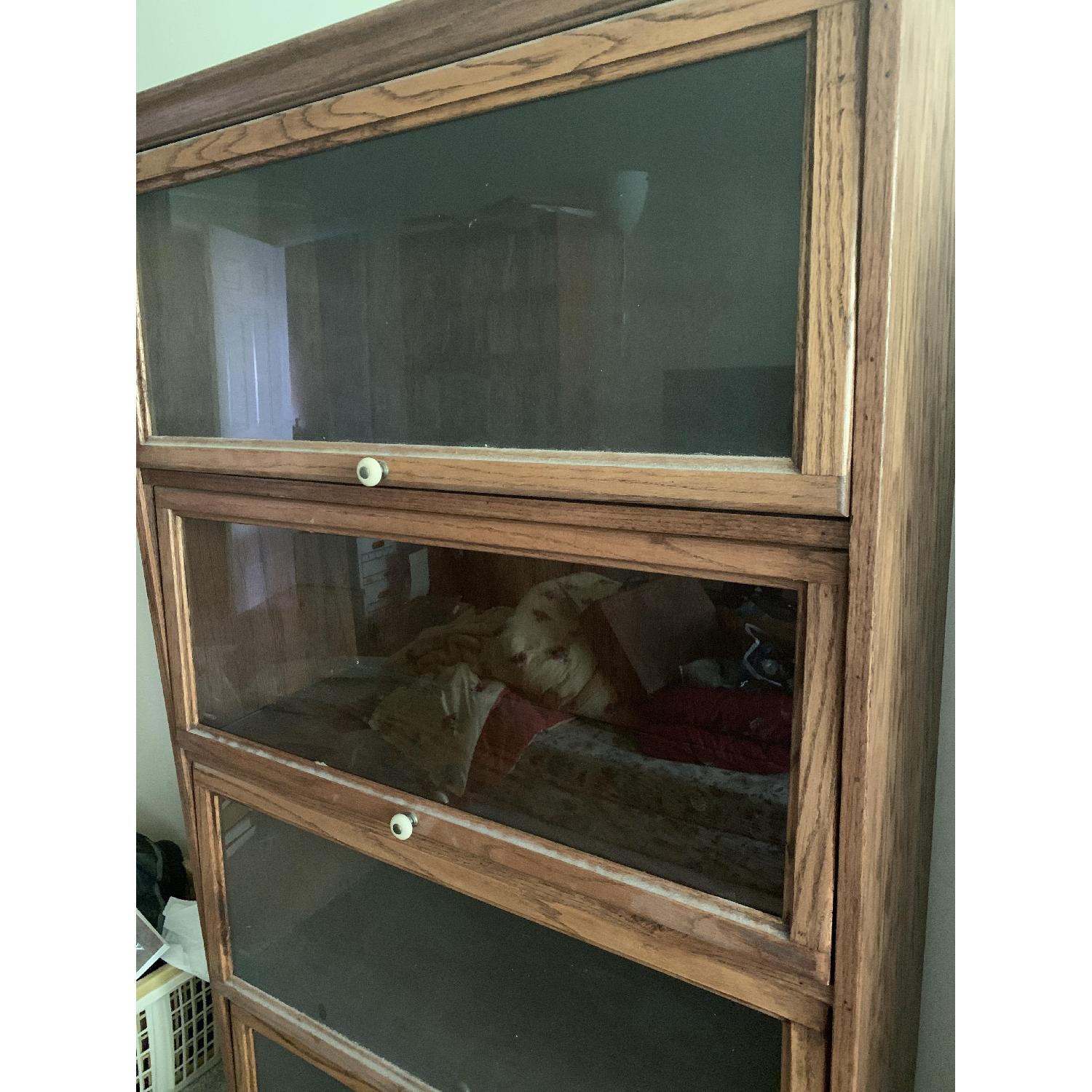 Wood 4-Tier Bookcase w/ Glass Doors - image-1
