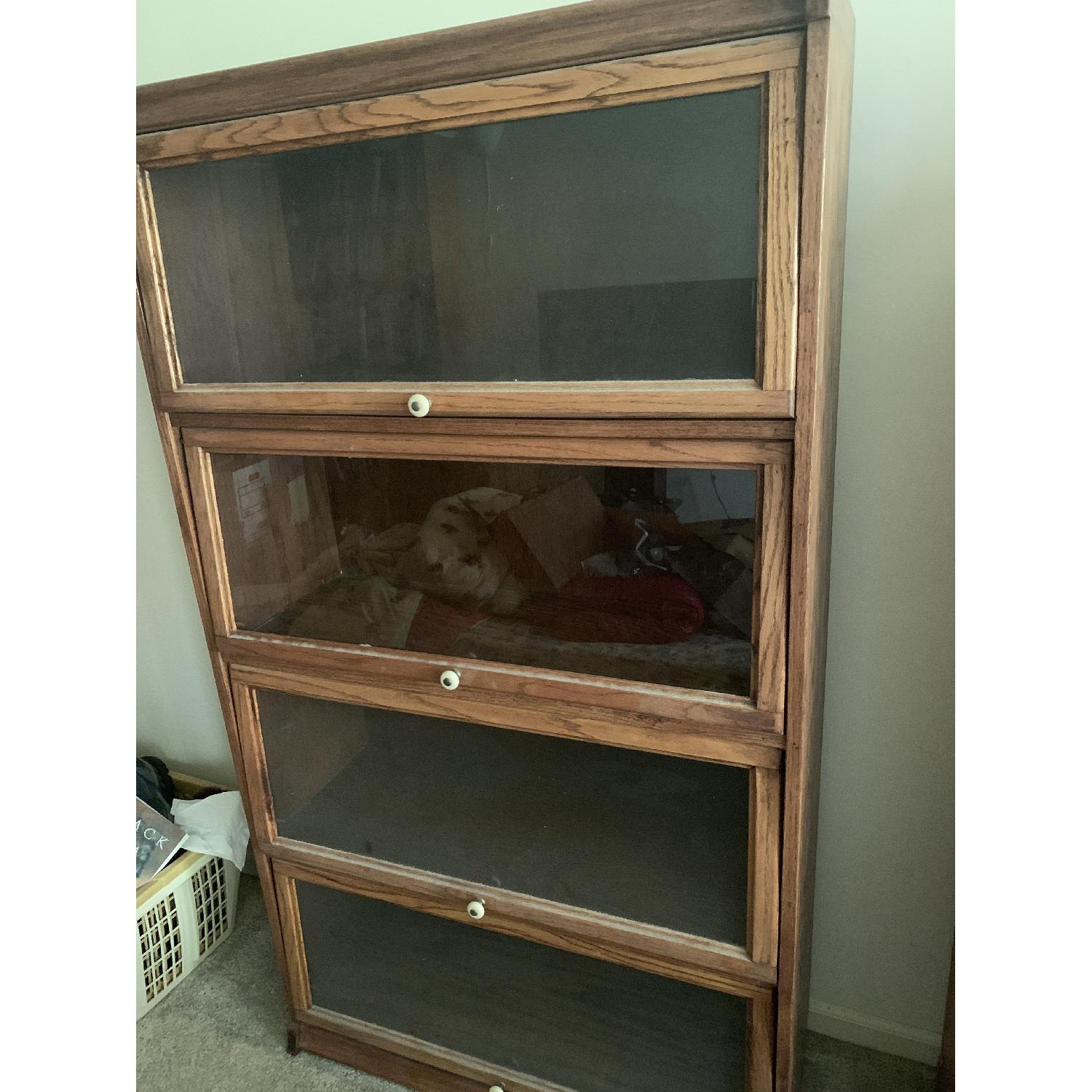 Wood 4-Tier Bookcase w/ Glass Doors - image-2