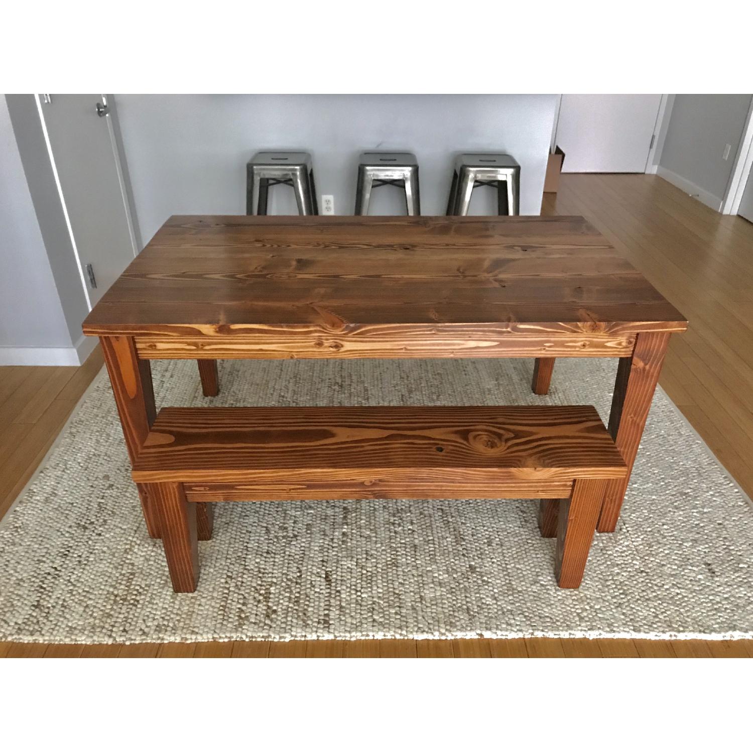 Farmhouse Rustic Dining Table w/ Bench - AptDeco