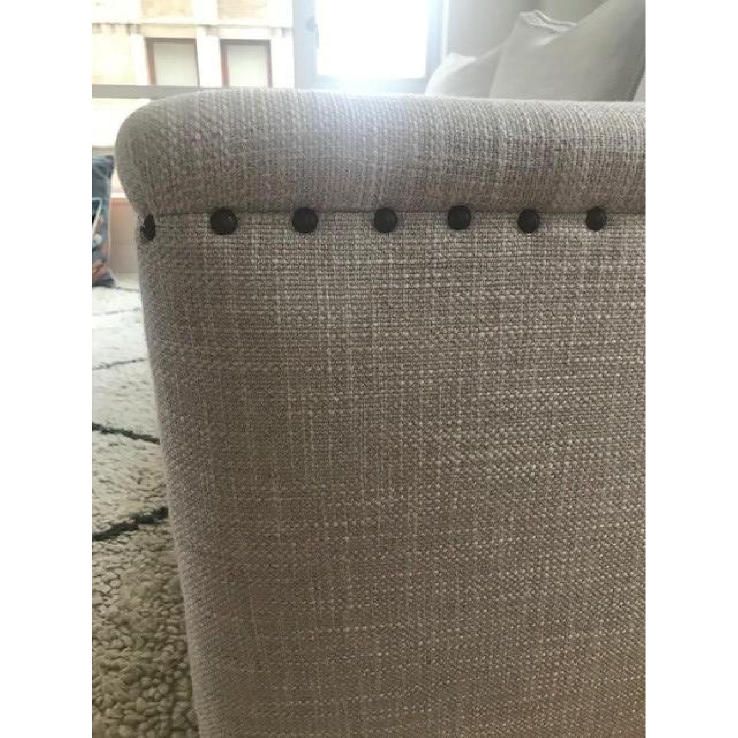 Crate & Barrel Trevor Linen Sofa w/ Brass Nailheads - image-3