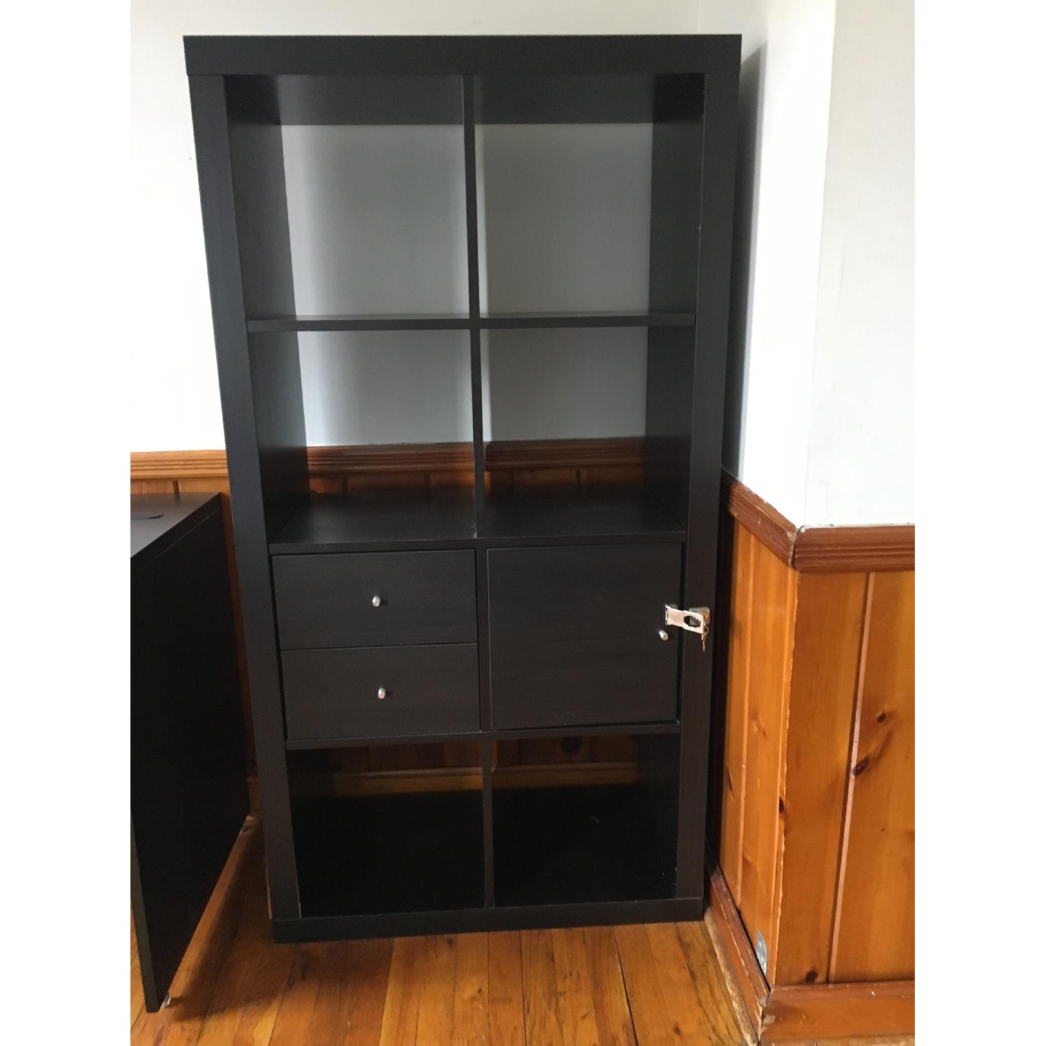 Ikea Kallax Bookshelf w/ Lockable Door & 2 Drawers - image-1