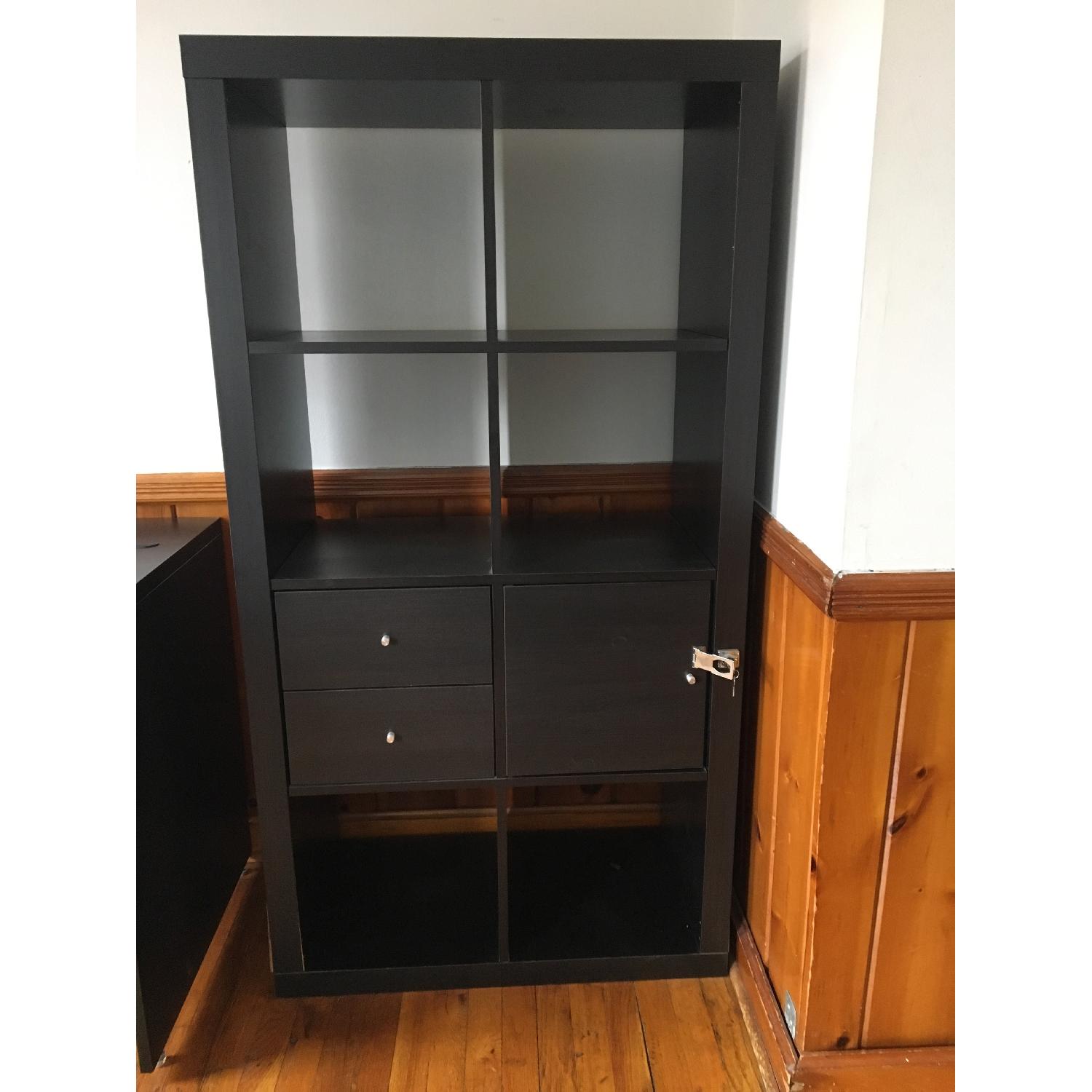 Ikea Kallax Bookshelf w/ Lockable Door & 2 Drawers - image-2