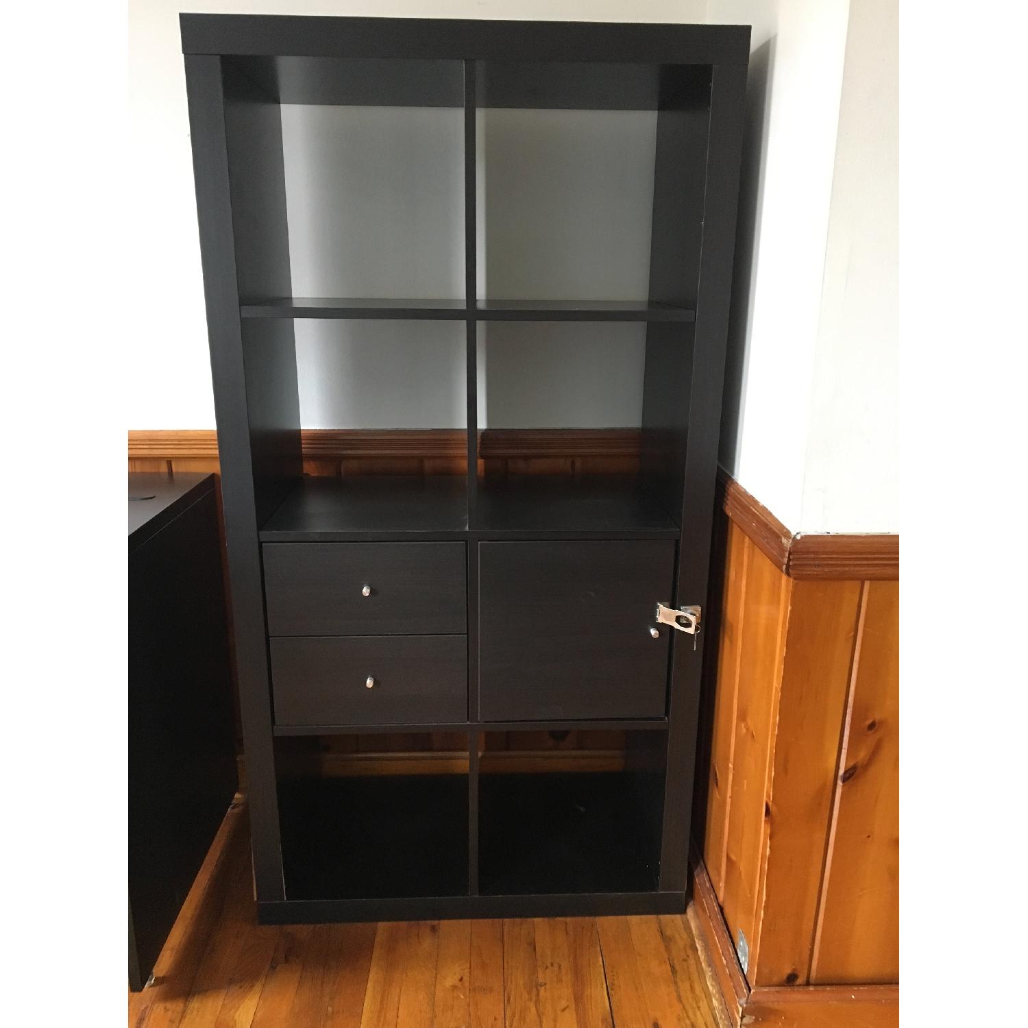 Ikea Kallax Bookshelf w/ Lockable Door & 2 Drawers - image-3