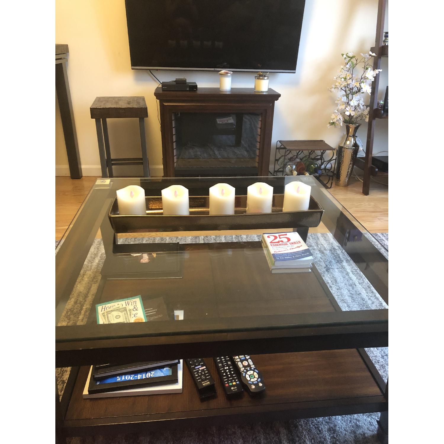 Raymour & Flanigan Dunhill Glass Coffee Table AptDeco