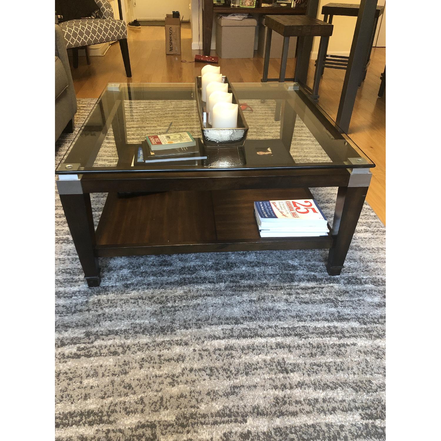 Raymour & Flanigan Dunhill Glass Coffee Table AptDeco