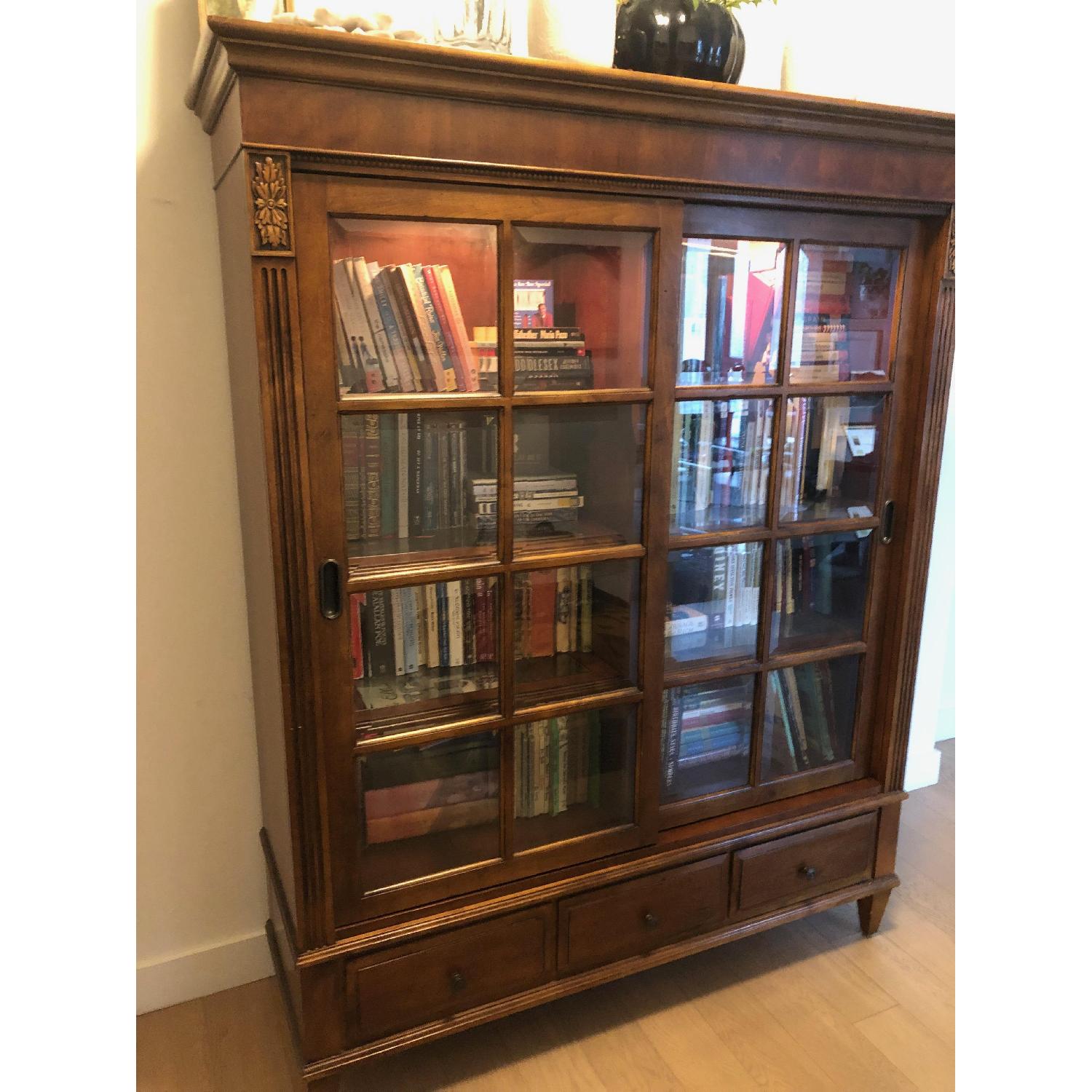 Ethan Allen Curio/Lawyer's Bookcase in Walnut Finish - image-1