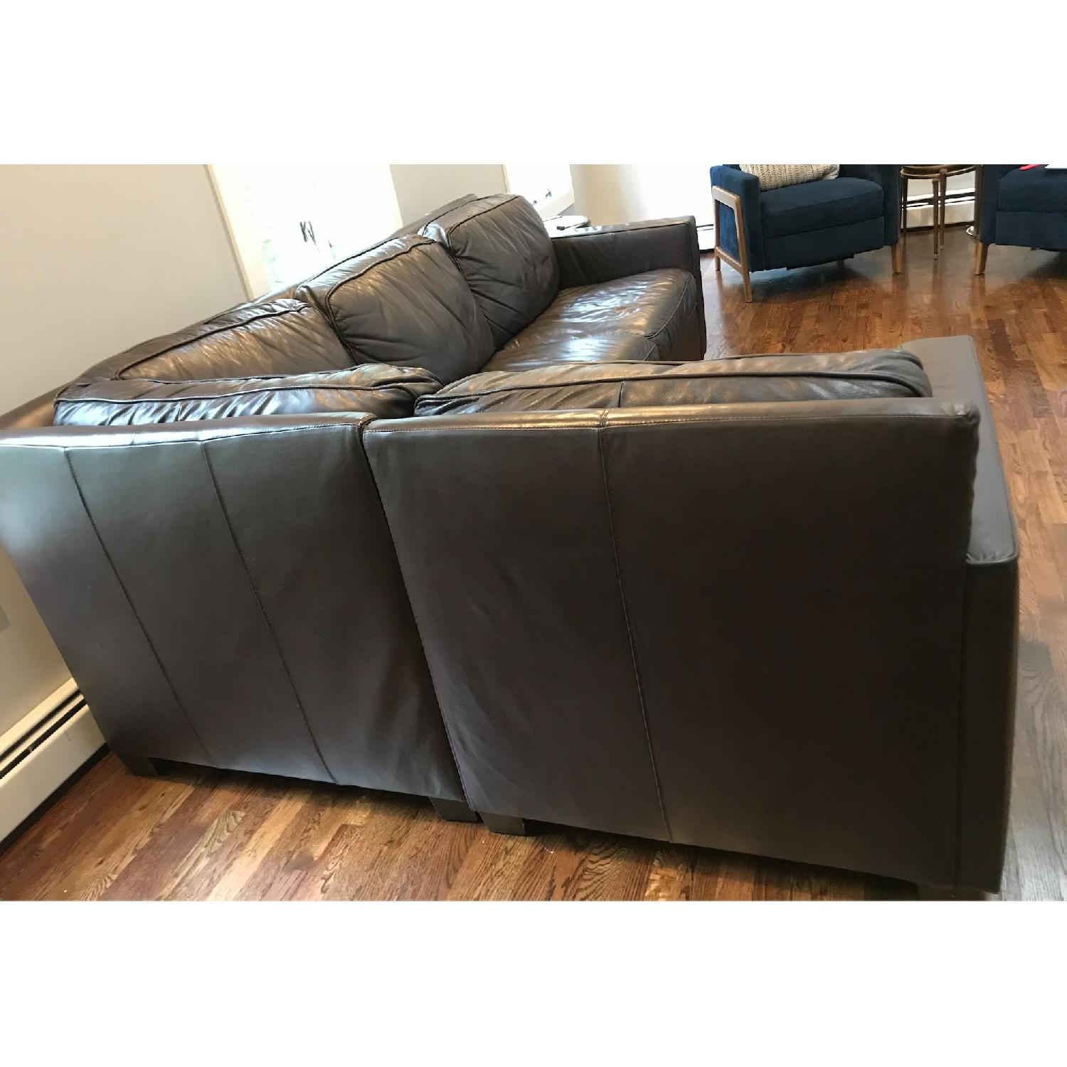 West Elm Henry Dark Brown Leather 3 Piece Sectional Sofa - image-3