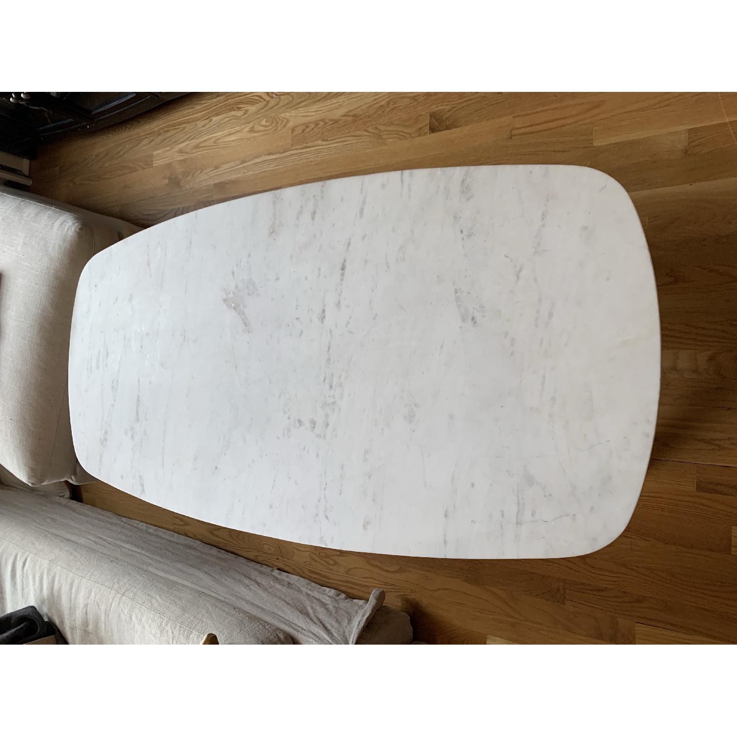 Crate & Barrel Elke Marble Coffee Table w/ Brass Base AptDeco