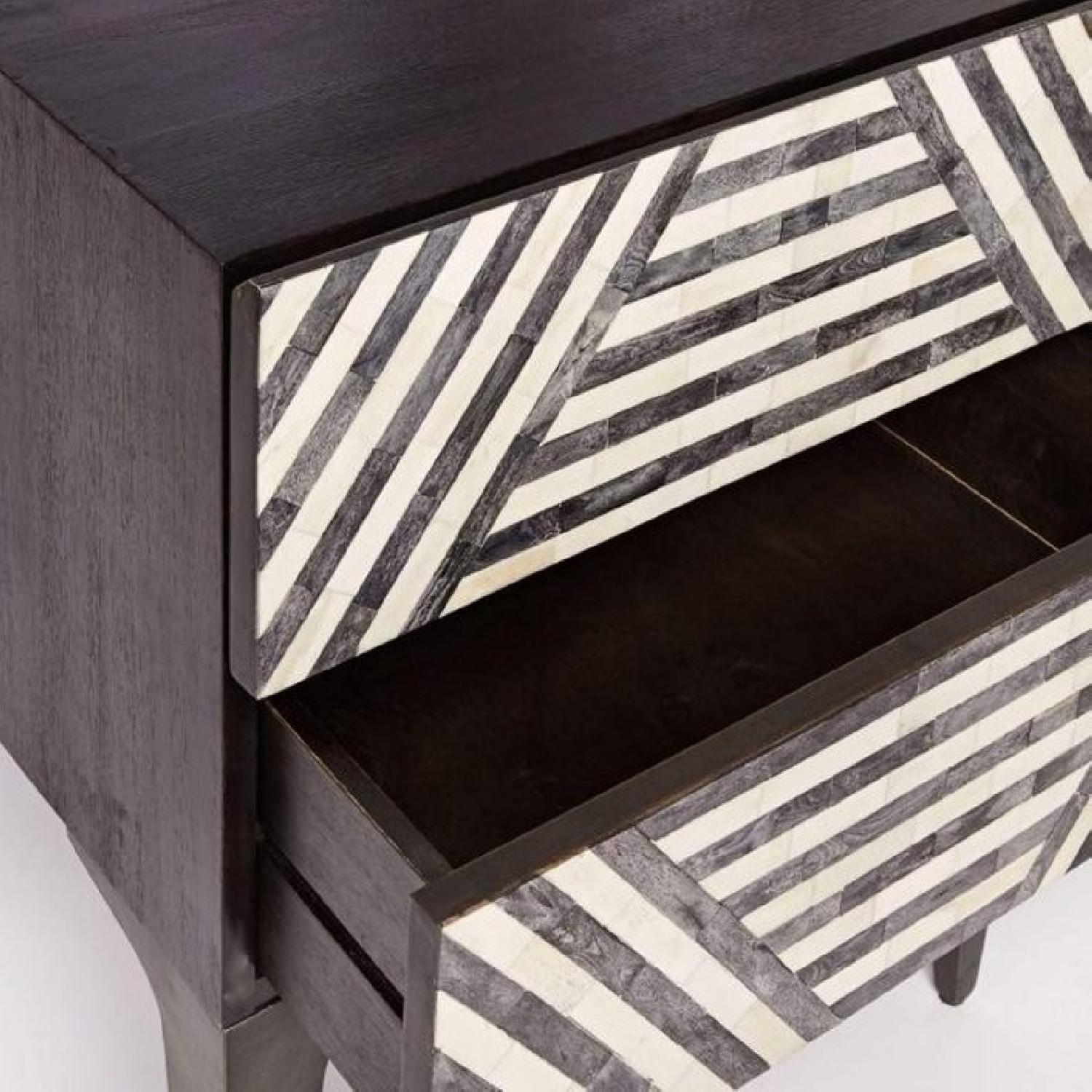 West Elm Bone Inlay Black & White Nightstand - image-2