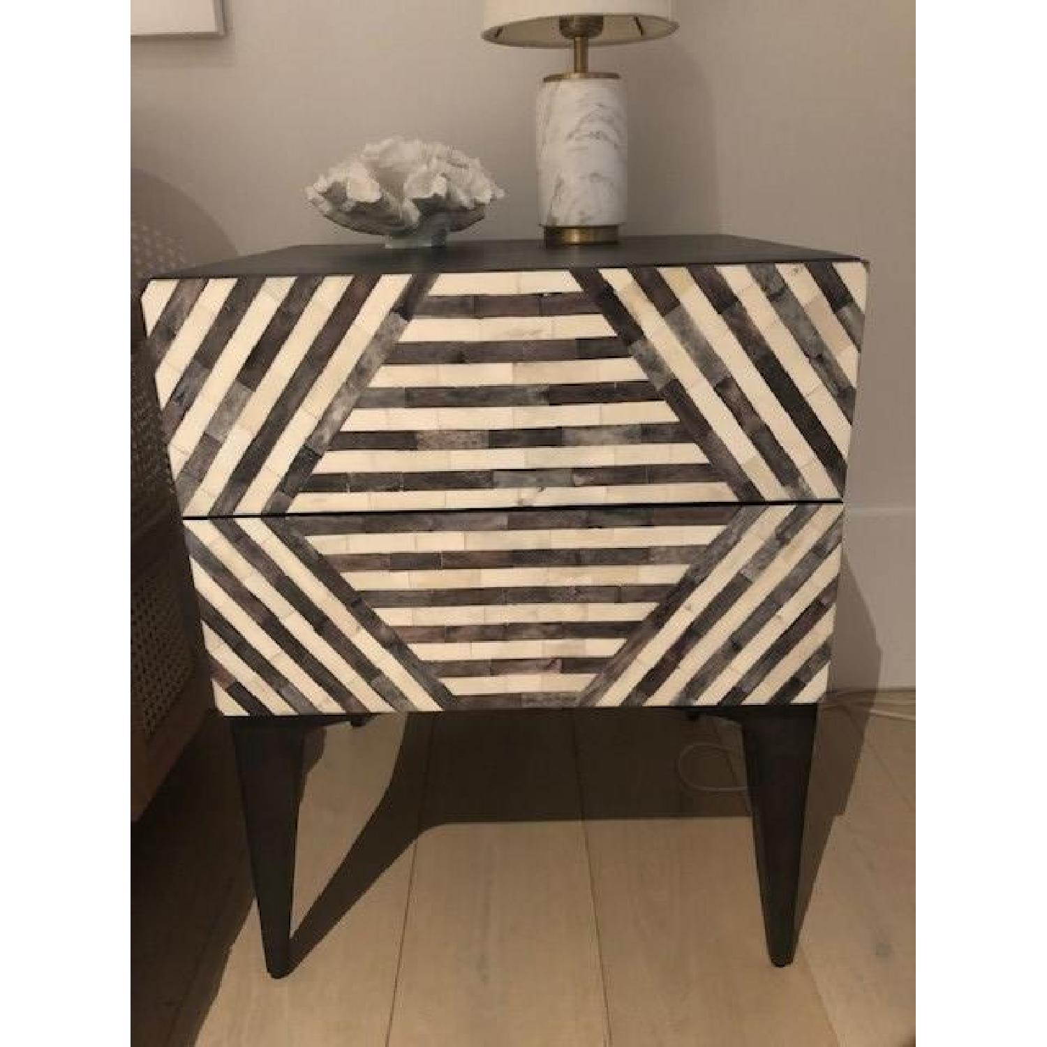West Elm Bone Inlay Black & White Nightstand - image-4