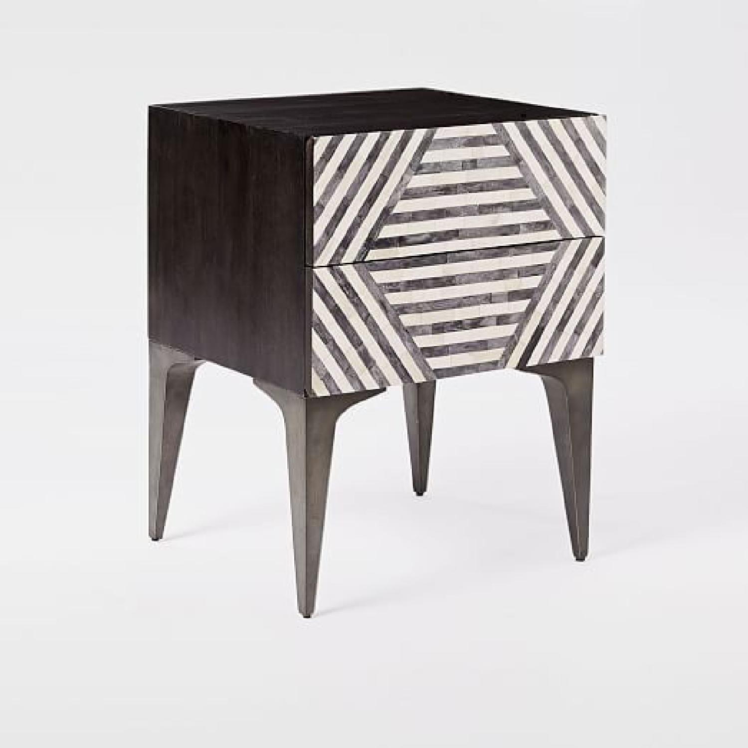 West Elm Bone Inlay Black & White Nightstand - image-6