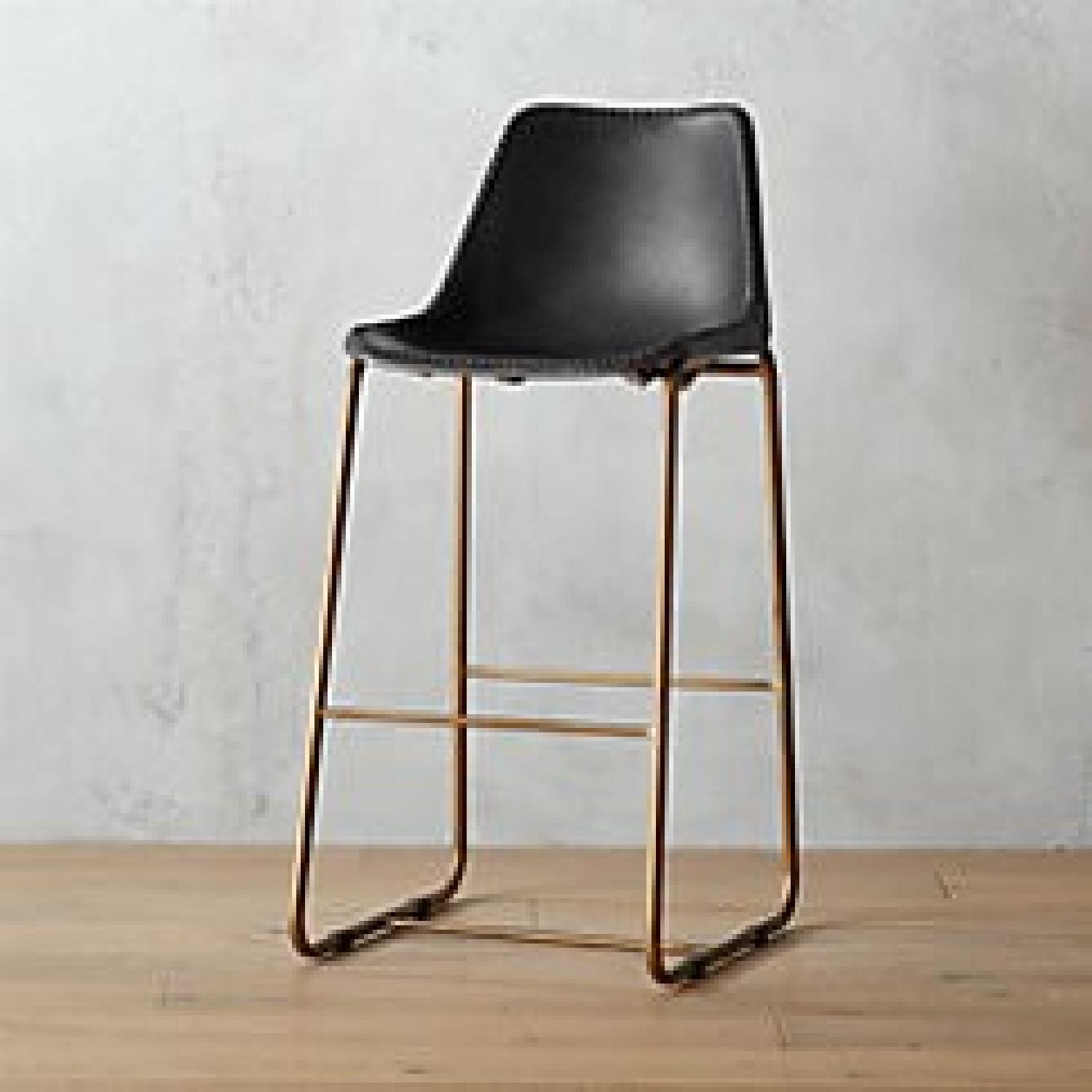 CB2 Roadhouse Black Leather Bar Stool AptDeco