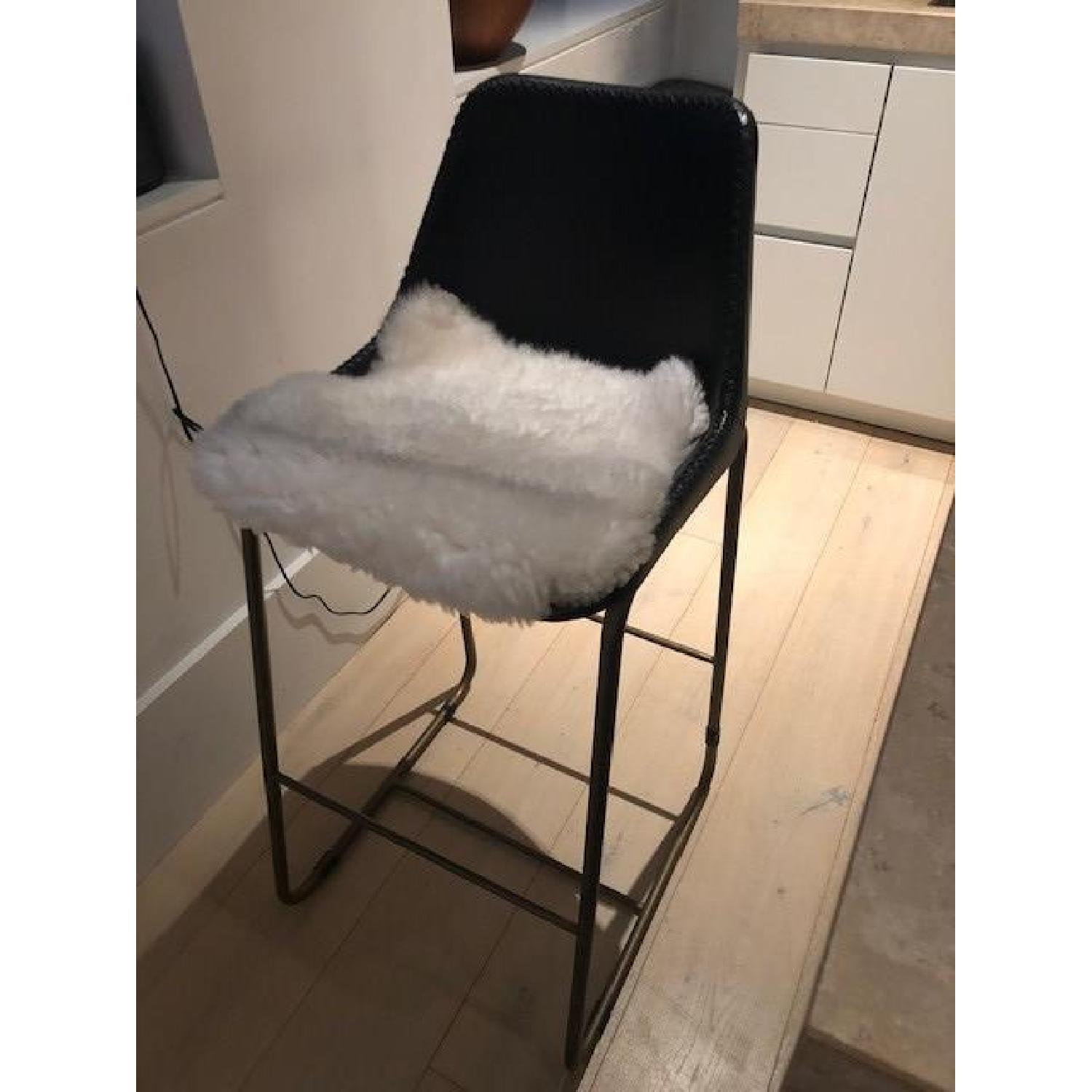 CB2 Roadhouse Black Leather Bar Stool - image-4