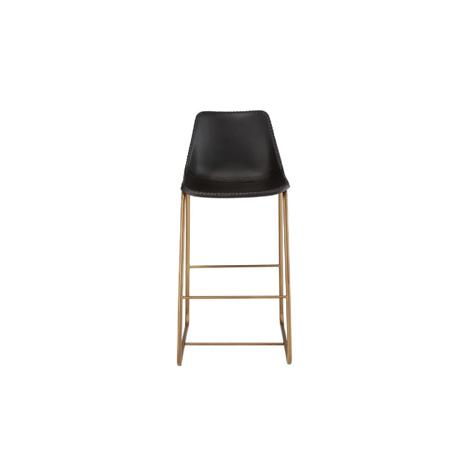 CB2 Roadhouse Black Leather Bar Stool AptDeco