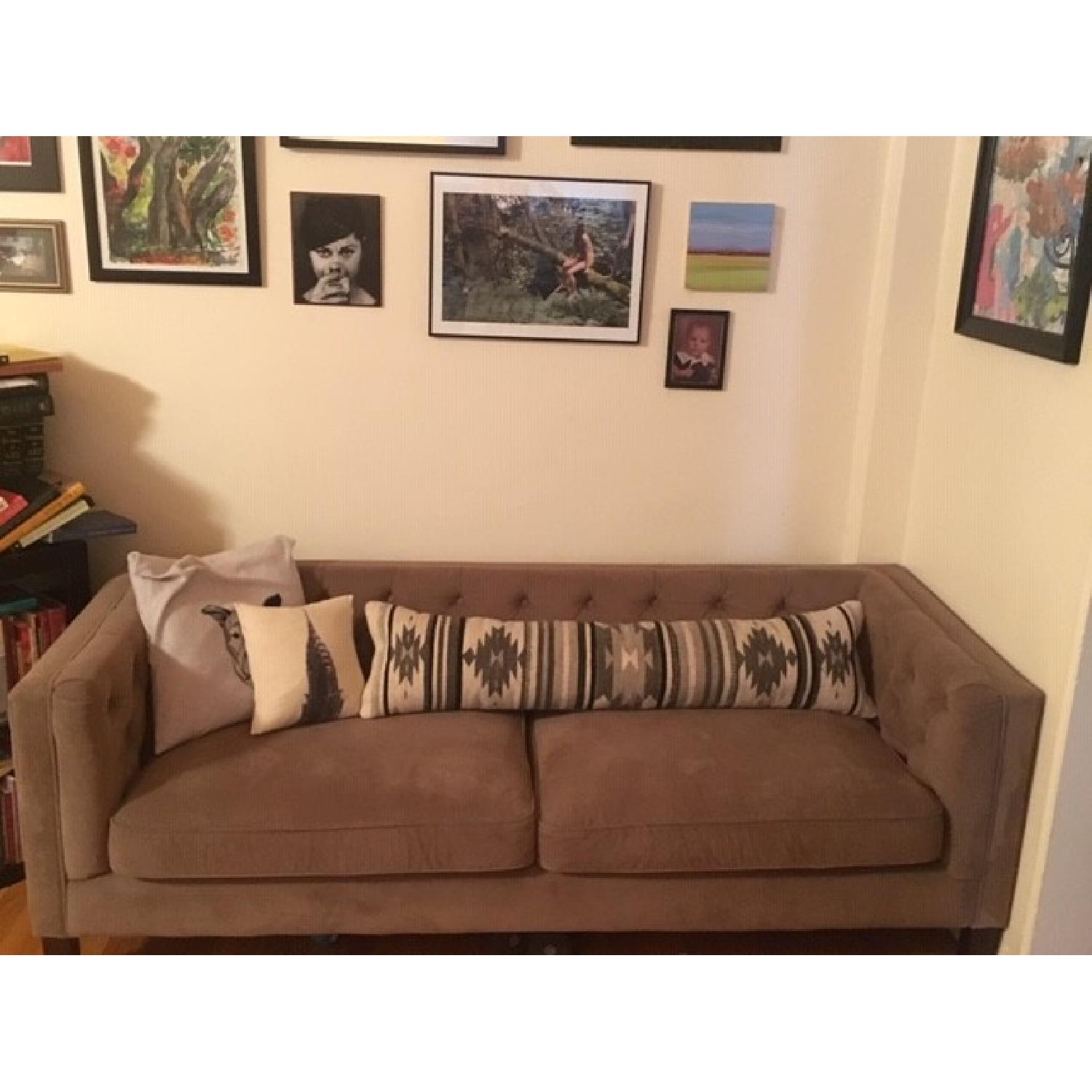 World Market Kendall Taupe Velvet Sofa - image-1