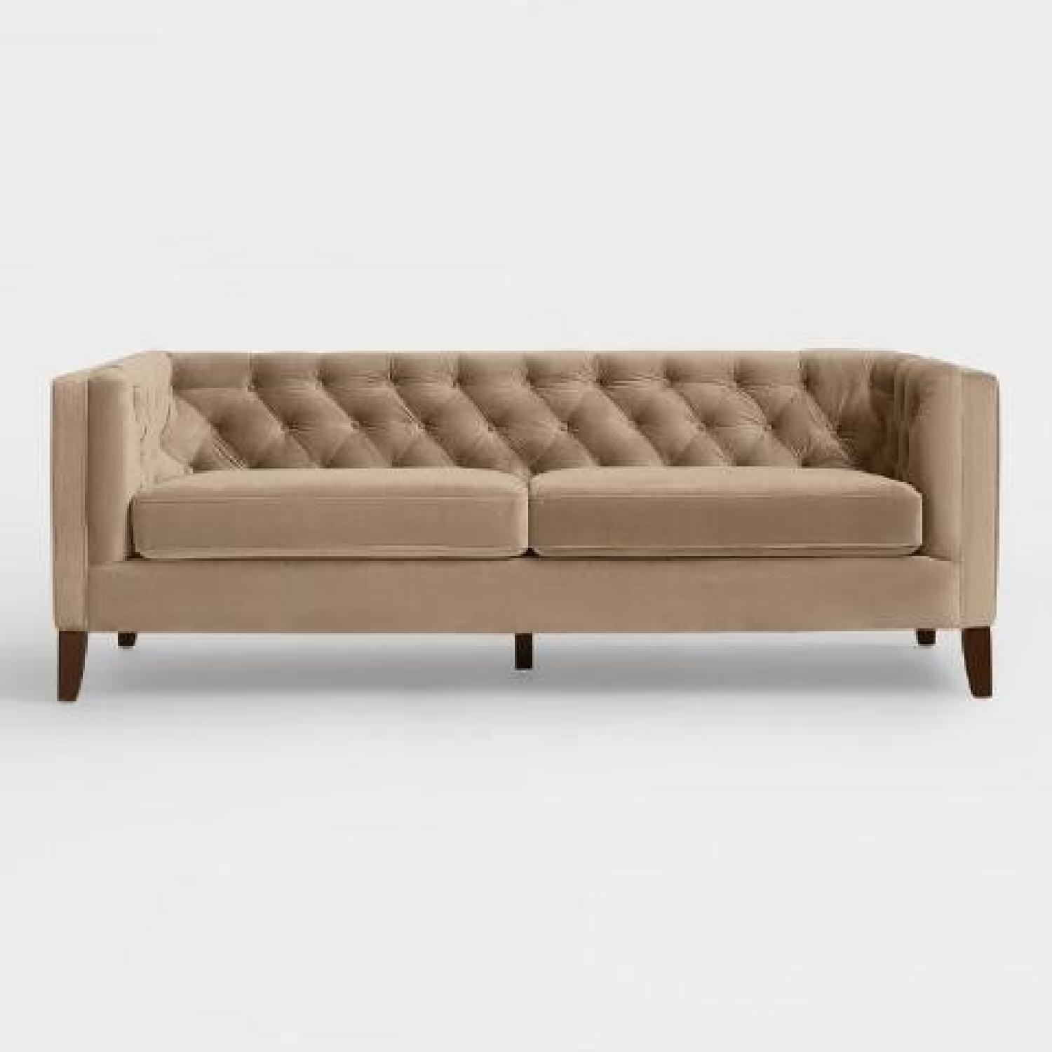 World Market Kendall Taupe Velvet Sofa - image-6