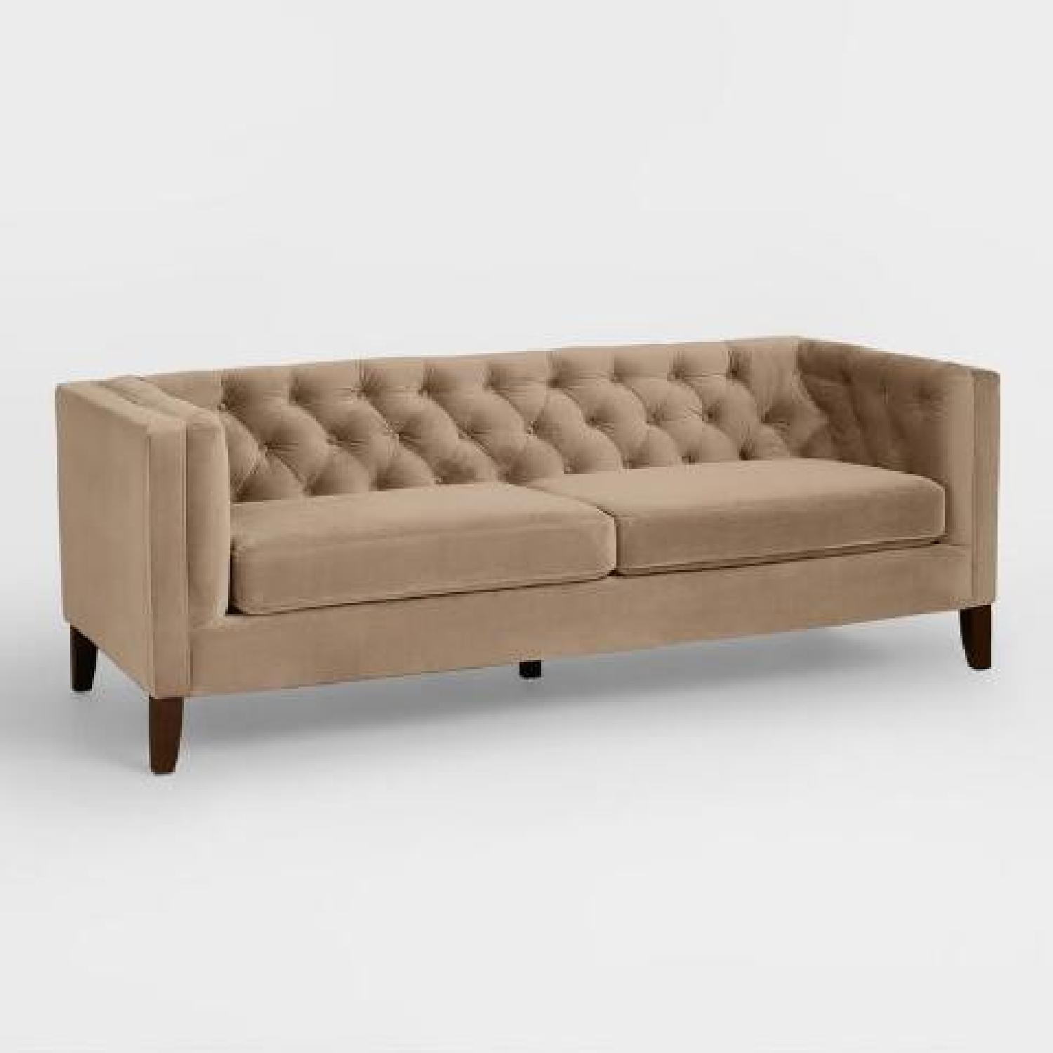 World Market Kendall Taupe Velvet Sofa - image-7