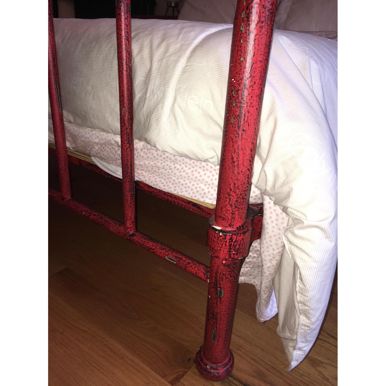Vintage Red Early 1900 Cast Iron Bed - image-5
