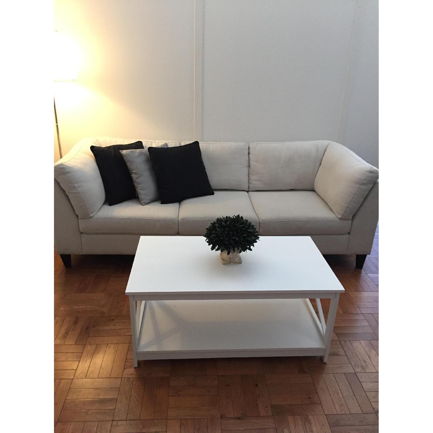 EQ3 Salema White Fabric Sofa - image-1