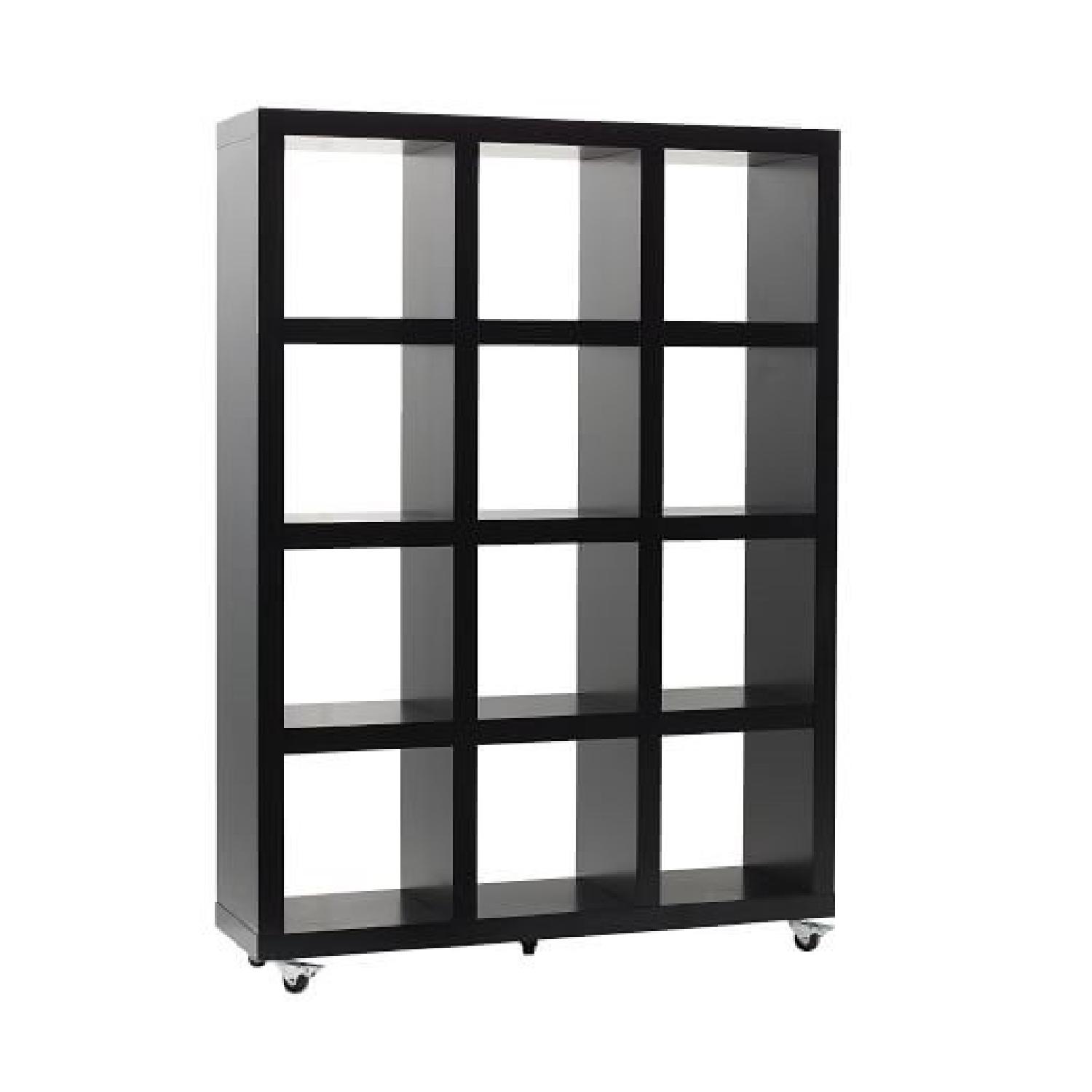 West Elm Rolling Storage Chocolate w/ 12 Baskets AptDeco