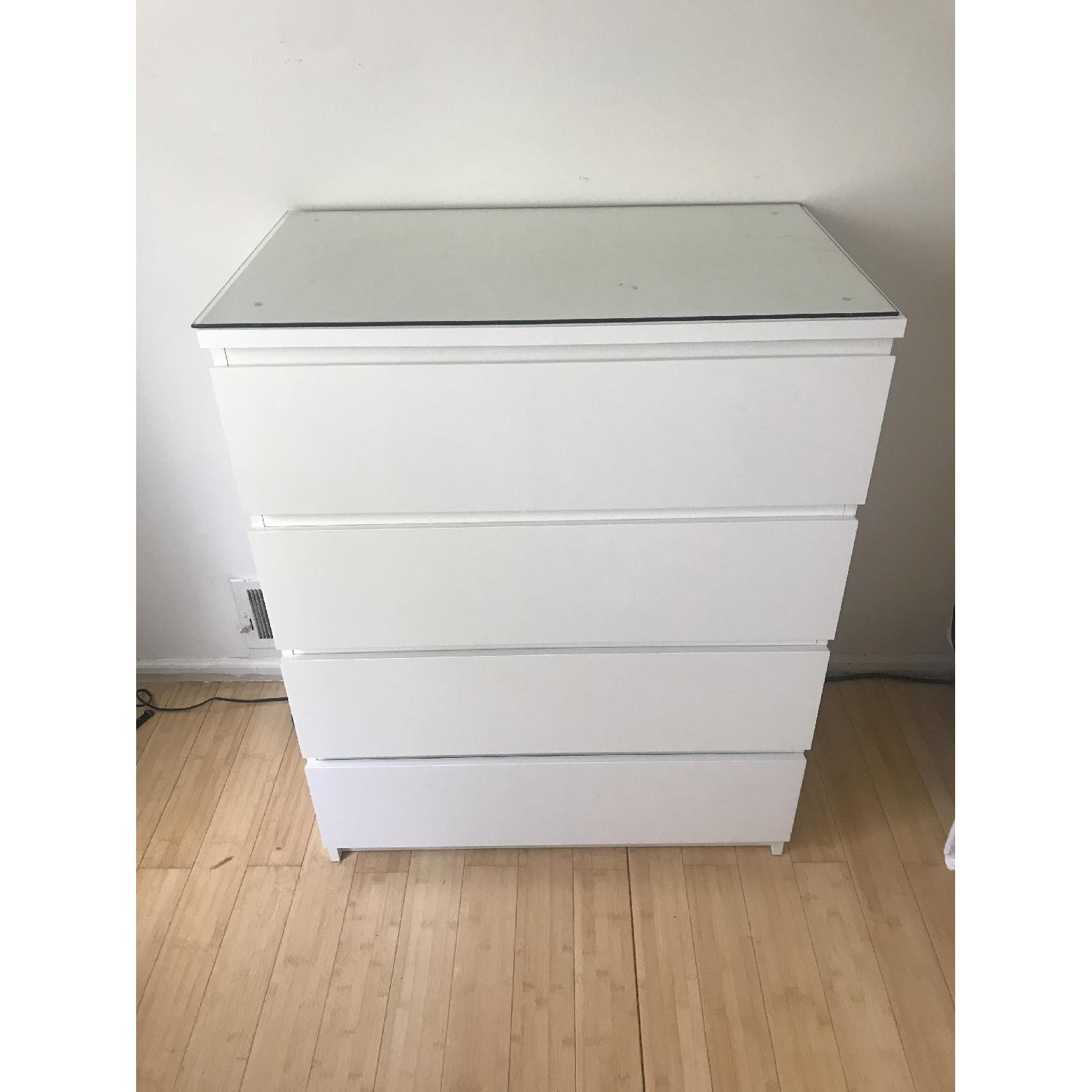 Ikea Malm 4-Drawer Chest w/ Glass Top - image-1