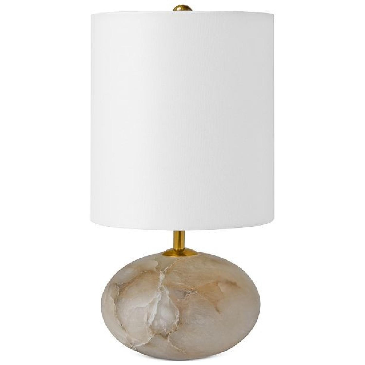 Regina Andrew Modern Alabaster Orb Lamps w/ Gold Shade - image-1