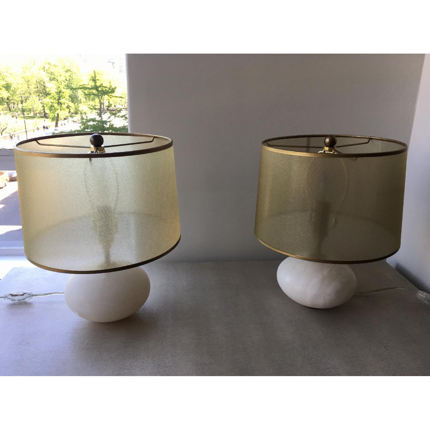 Regina Andrew Modern Alabaster Orb Lamps w/ Gold Shade - image-2