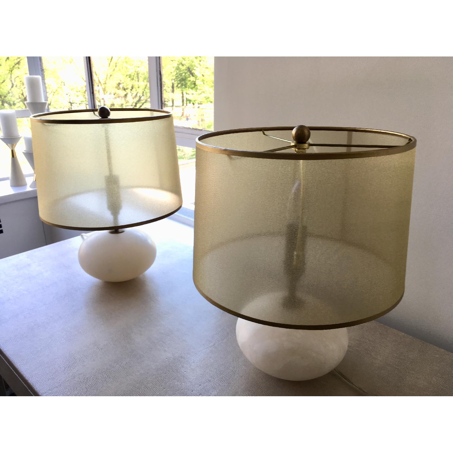 Regina Andrew Modern Alabaster Orb Lamps w/ Gold Shade - image-5