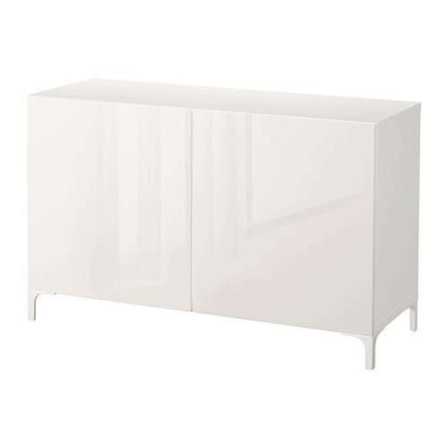 Ikea Besta Marble Panel Top Unit w/ High Gloss Doors - image-6