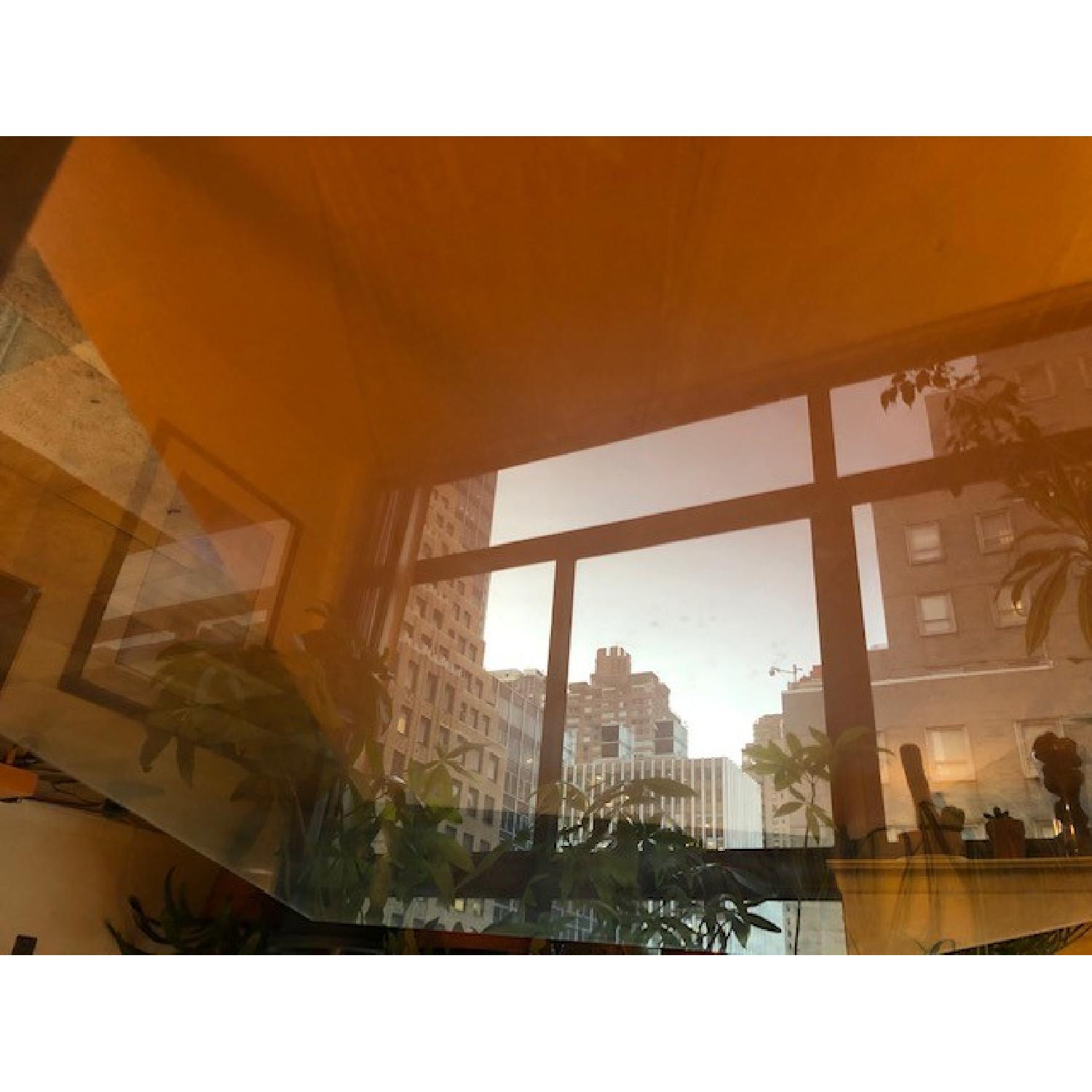 Ikea Glass & Wood Finish Coffee Table with Wheels - image-5