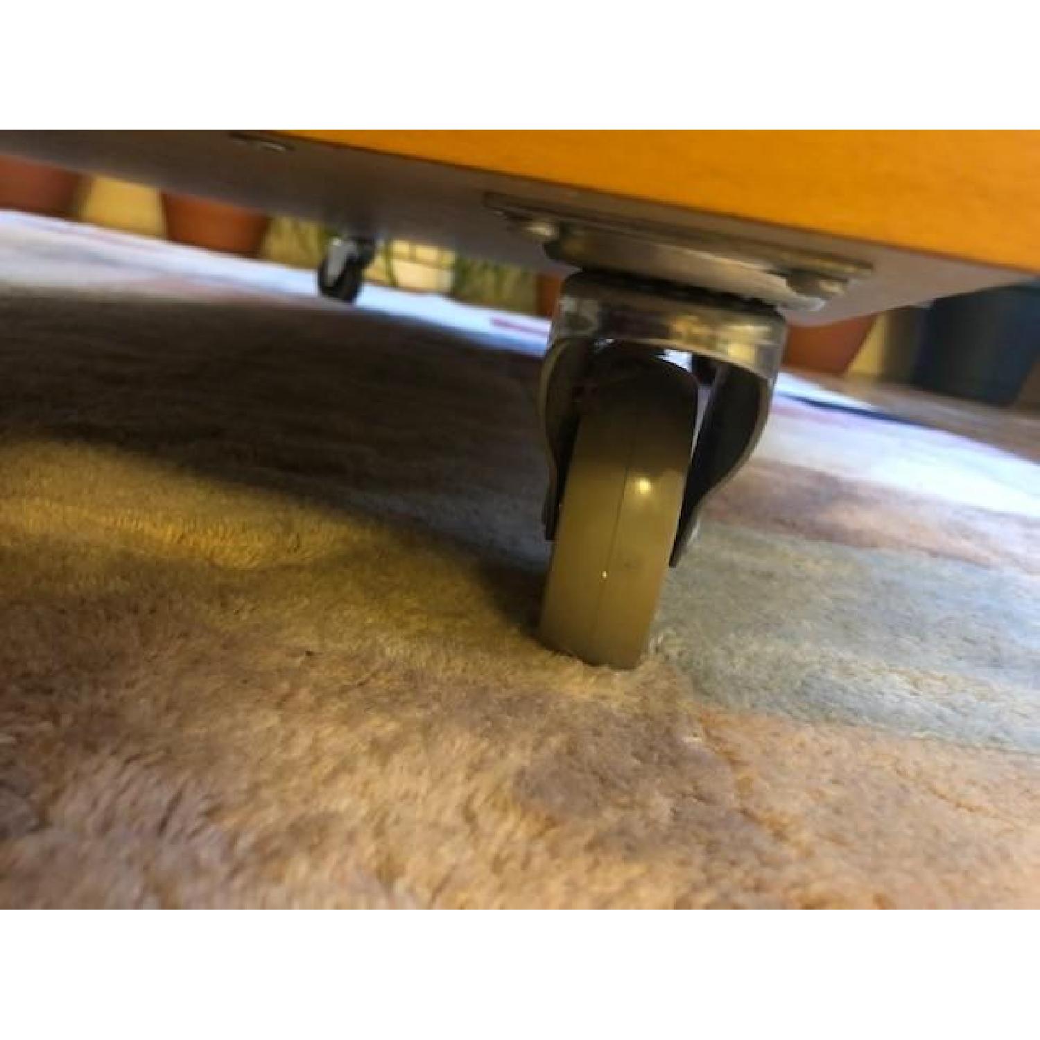 Ikea Glass & Wood Finish Coffee Table with Wheels - image-6