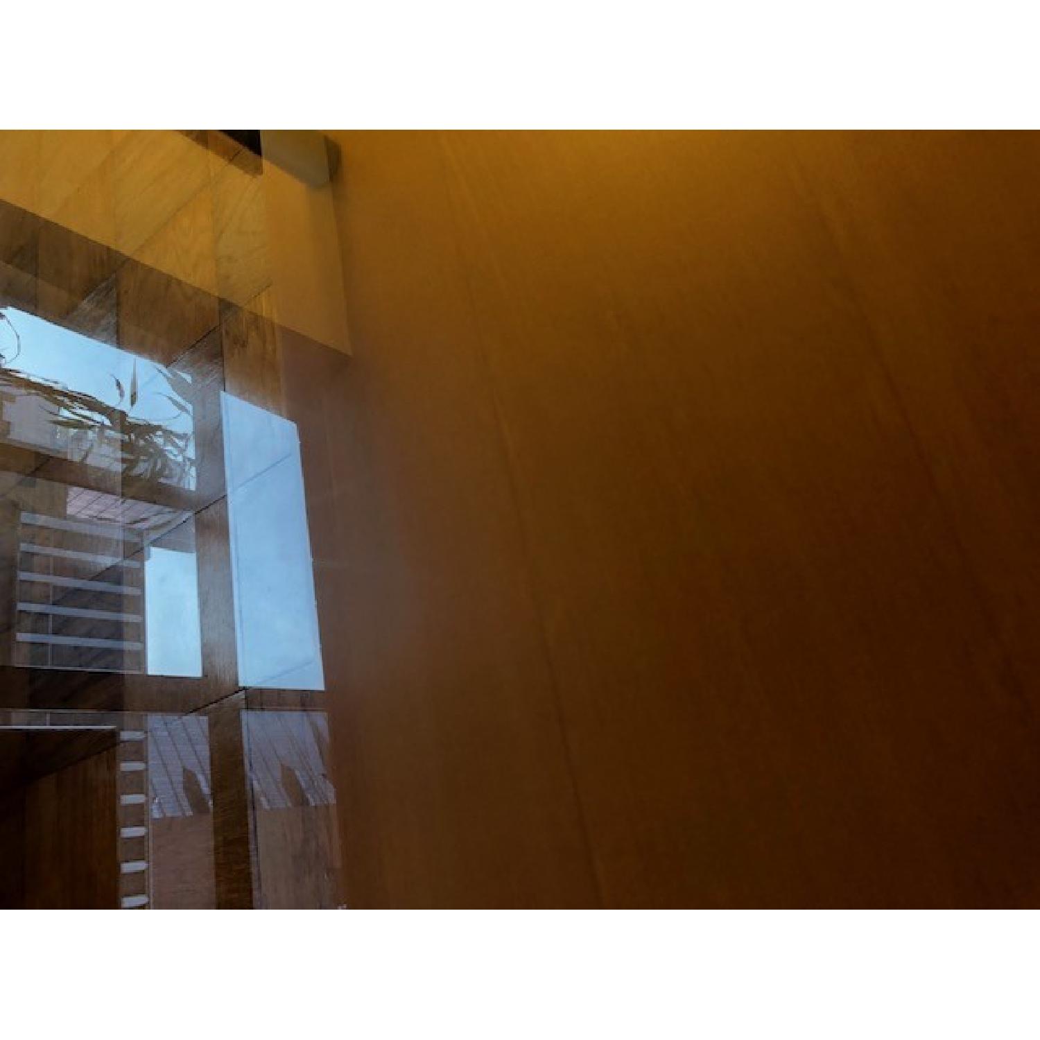 Ikea Glass & Wood Finish Coffee Table with Wheels - image-7