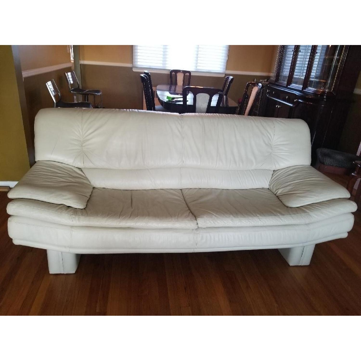 Italian OffWhite Leather sofa AptDeco