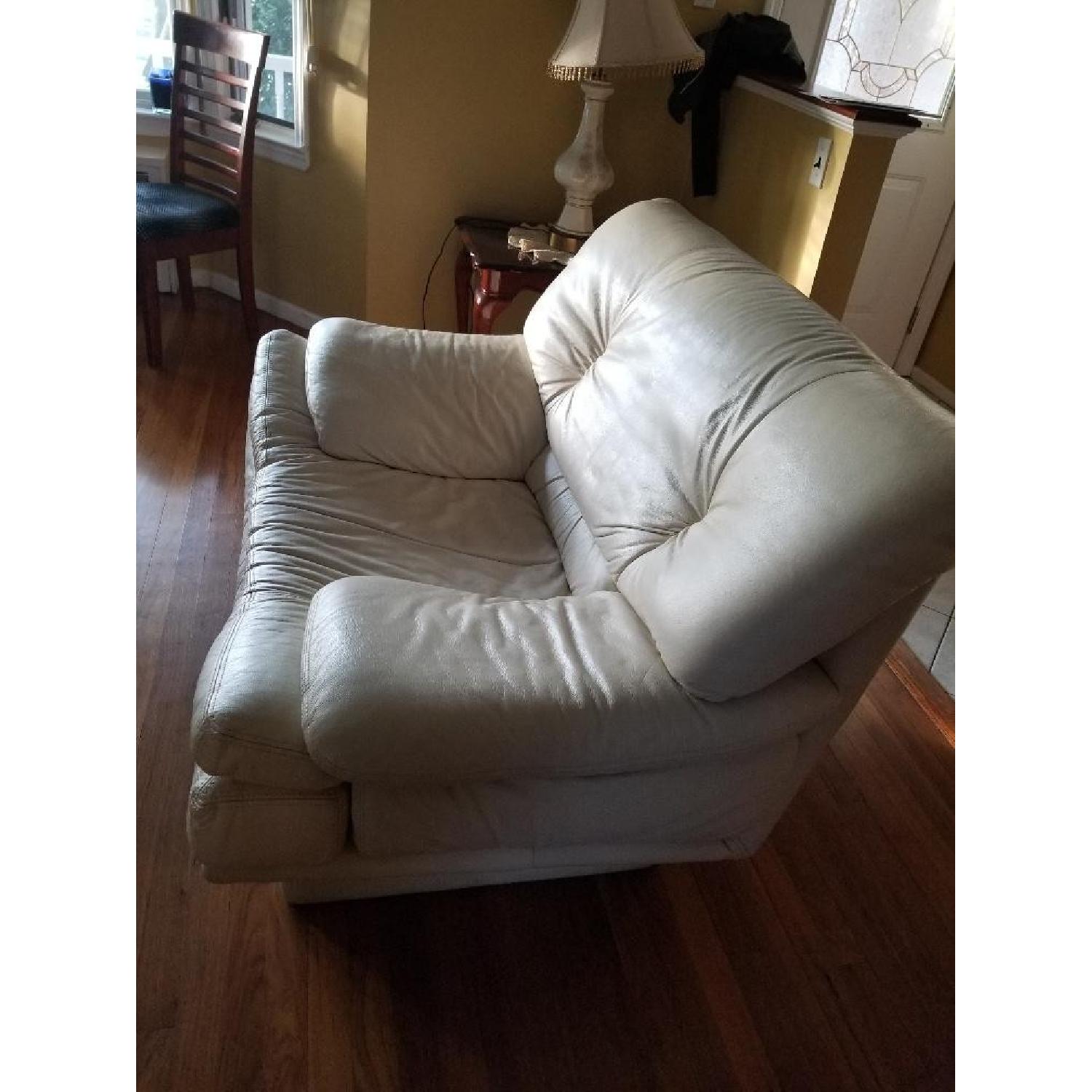 Italian OffWhite Leather sofa AptDeco